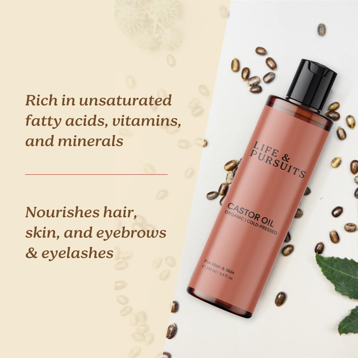 Aceite de Ricino Orgánico Life & Pursuits 200 ml - Puro y Prensado en Frío