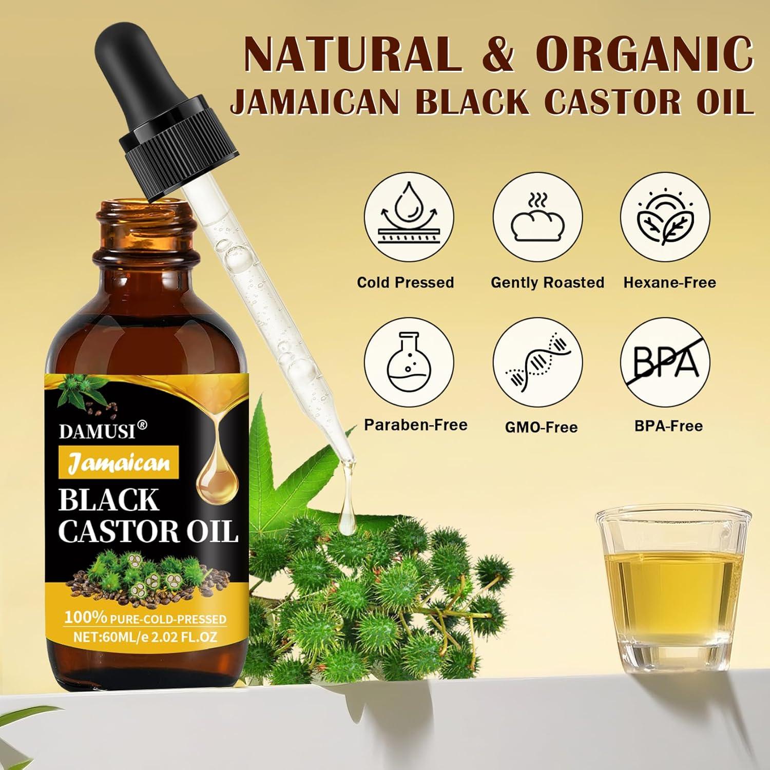 Aceite de Ricino Negro Jamaicano DAMUSI 118 ml Orgánico Prensado en Frío