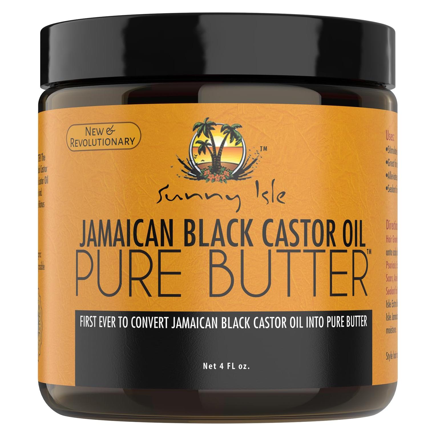 Mantequilla Pura de Aceite de Ricino Negro Jamaicano Sunny Isle 118 ml - 100% Natural para Piel y Cabello