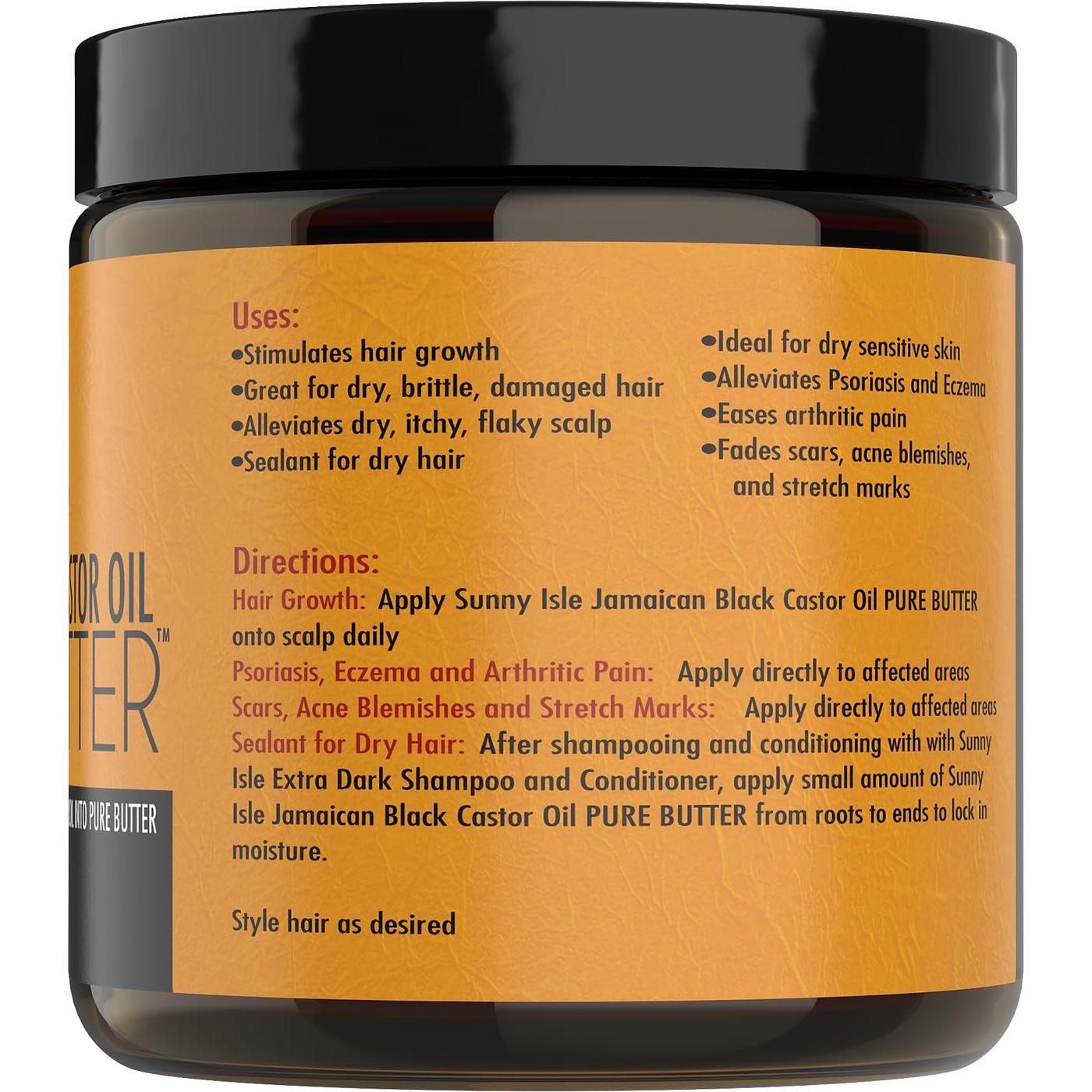 Mantequilla Pura de Aceite de Ricino Negro Jamaicano Sunny Isle 118 ml - 100% Natural para Piel y Cabello