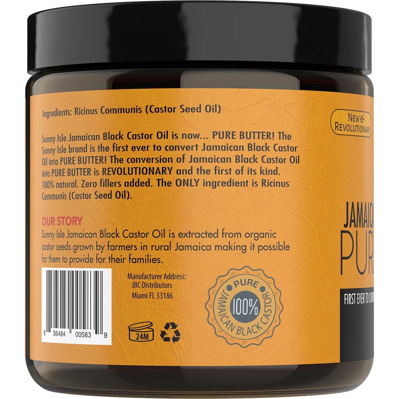 Mantequilla Pura de Aceite de Ricino Negro Jamaicano Sunny Isle 118 ml - 100% Natural para Piel y Cabello