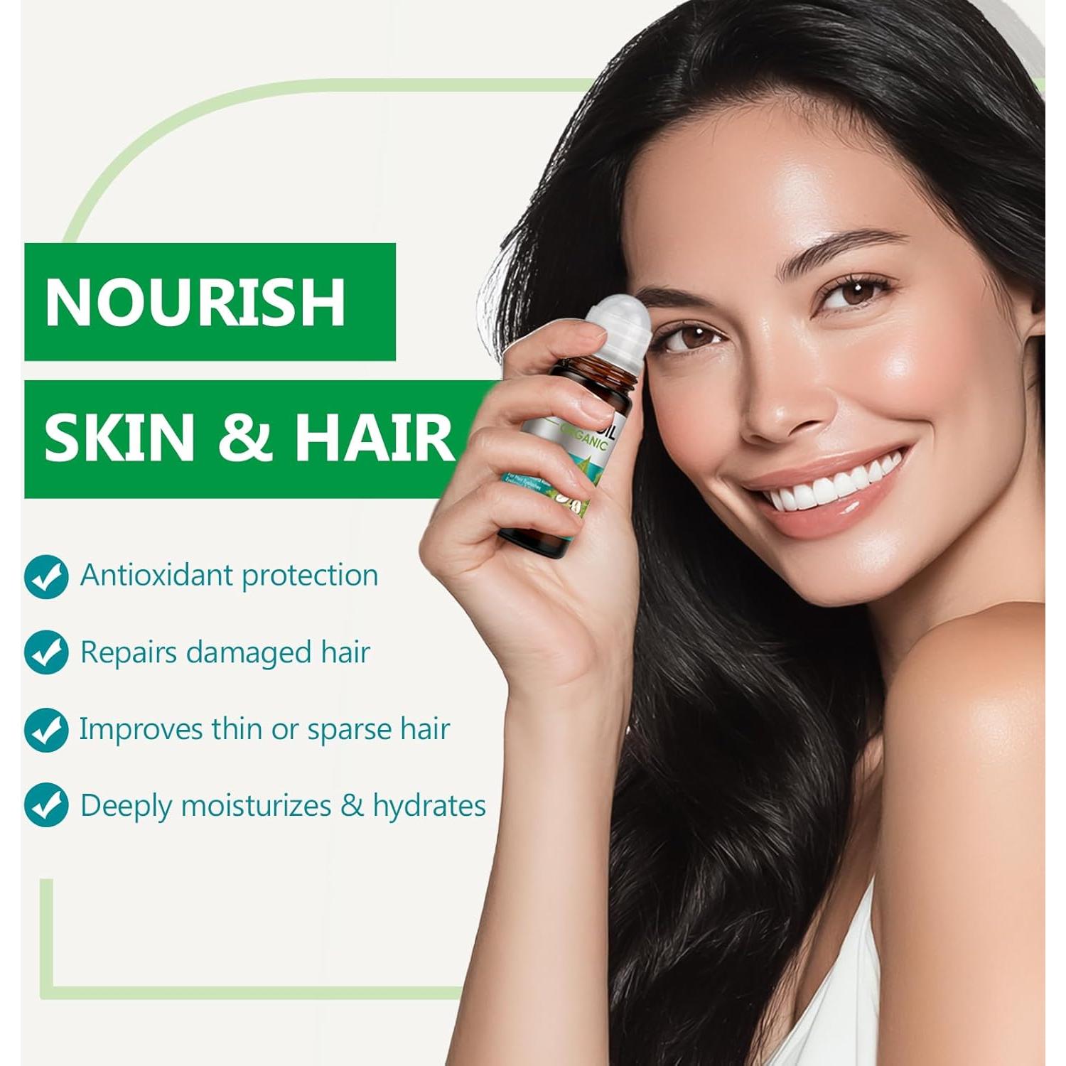 Aceite de Ricino Orgánico Hajoyful con Rodillo de Cuarzo Rosa 150g