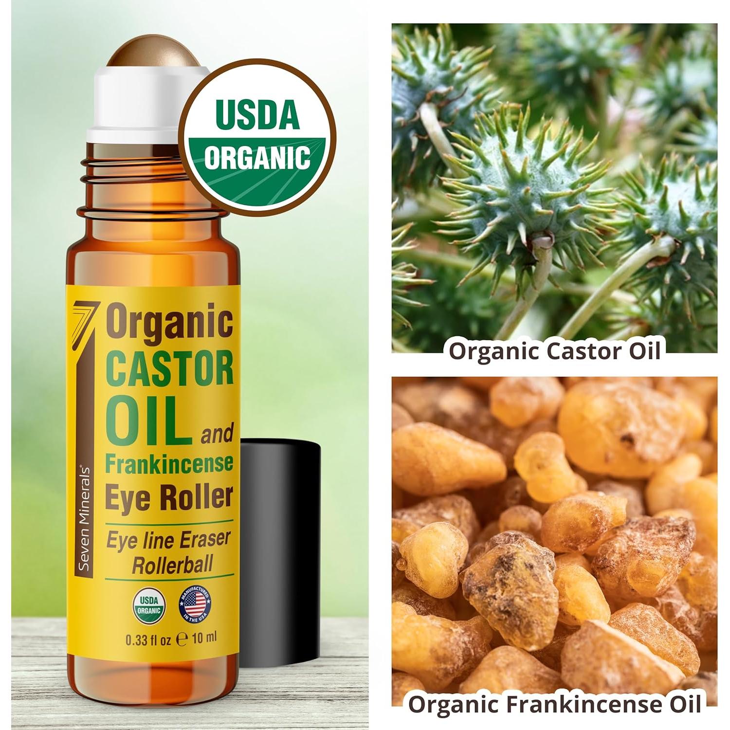 Roll On Aceite de Ricino Orgánico Seven Minerals 10 ml - Antiarrugas