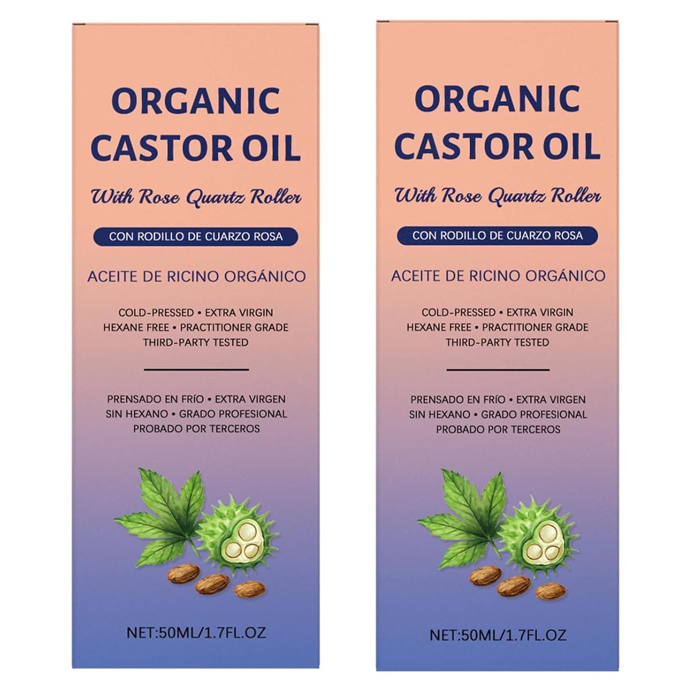 Aceite de Ricino Orgánico JISKG con Rodillo de Cuarzo Rosa 100ml