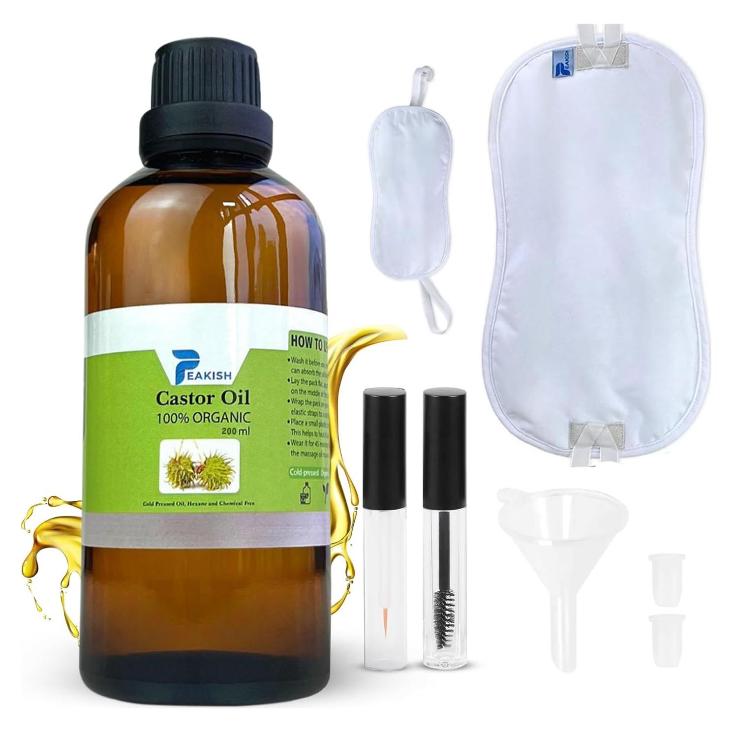 Kit de Aceite de Ricino Orgánico 200ml + Botella 5ml - Peakish