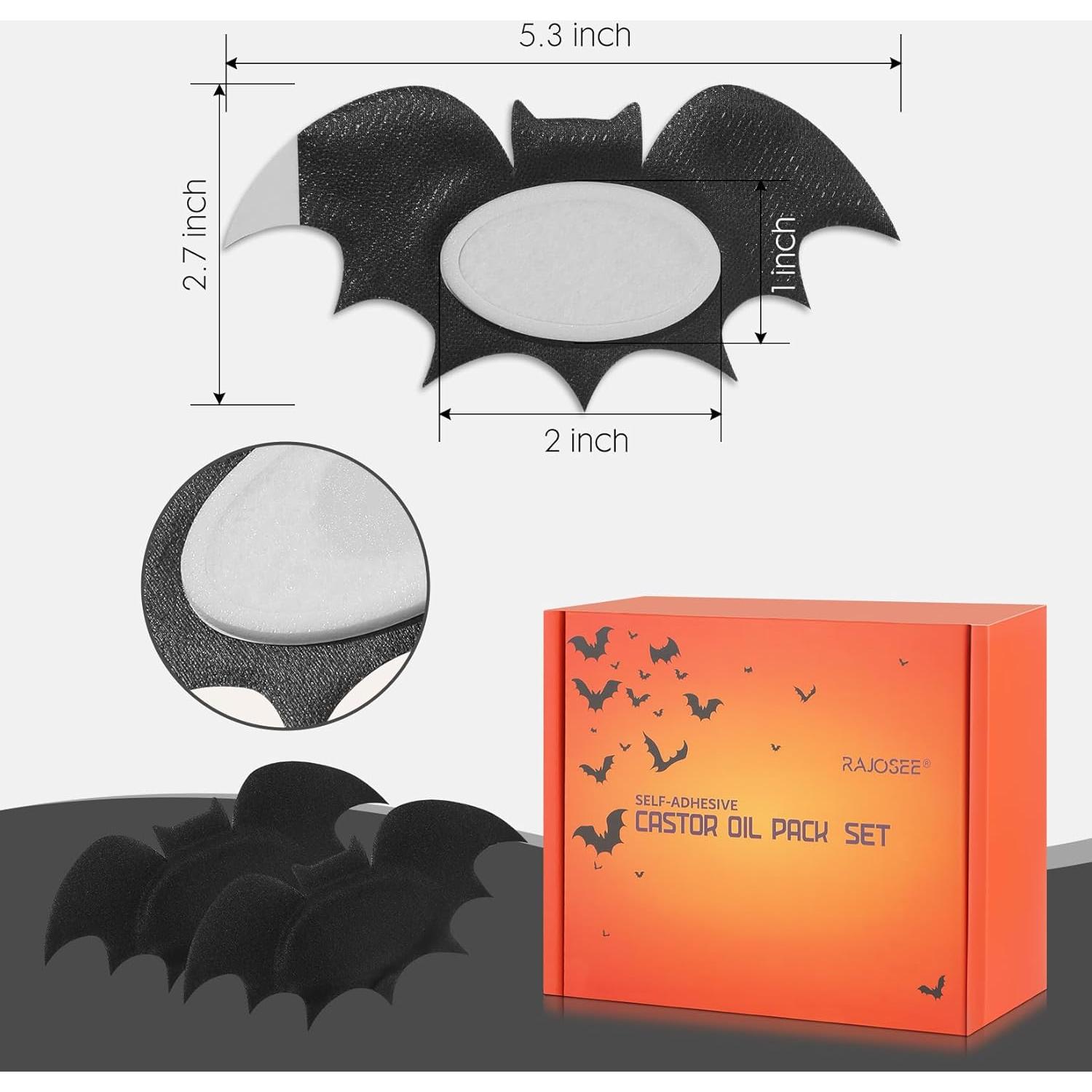 Juego de Aceite de Ricino Orgánico 4oz + 30 Parches Murciélago