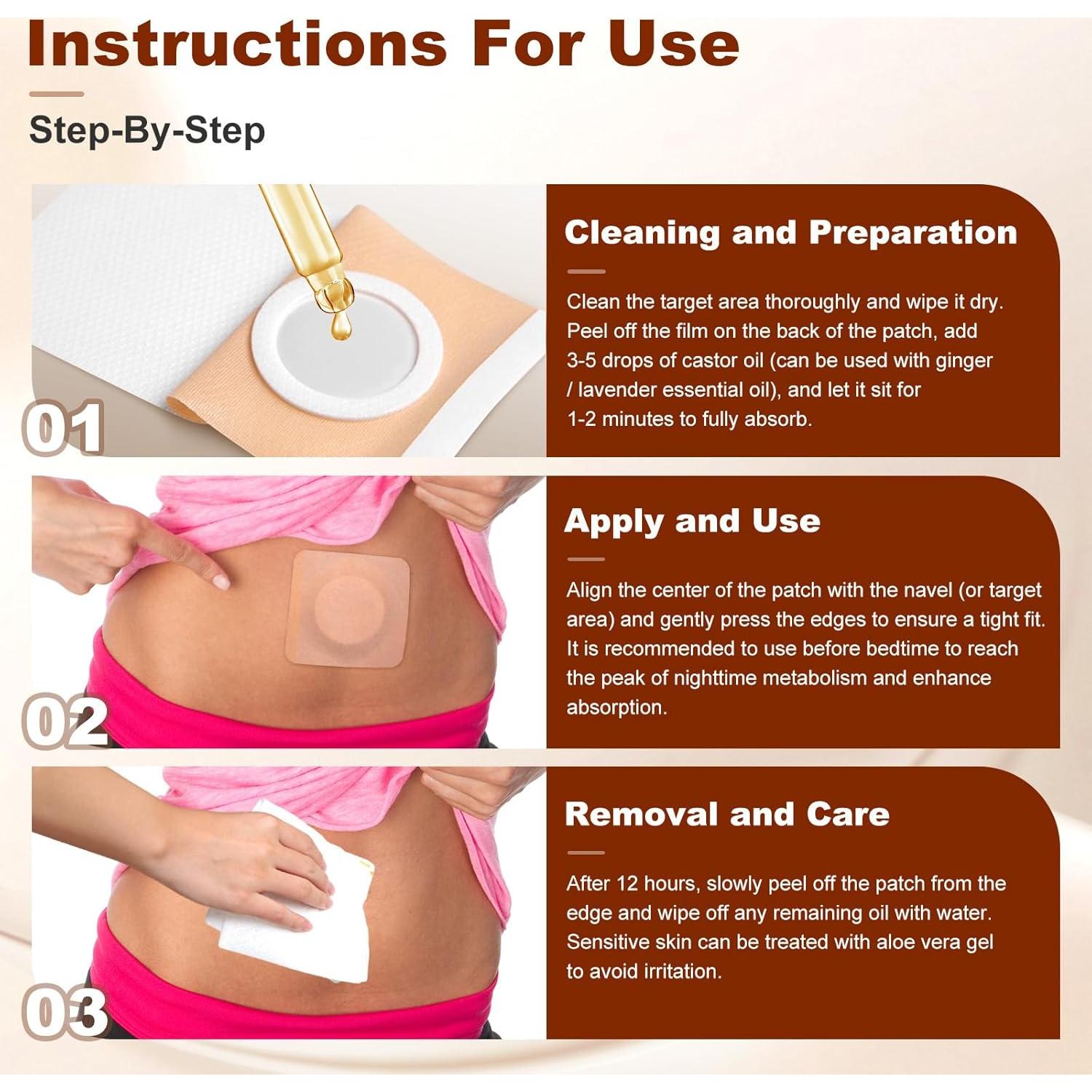 Parche de Aceite de Ricino Congotto 50PCS 7x7cm Absorbente