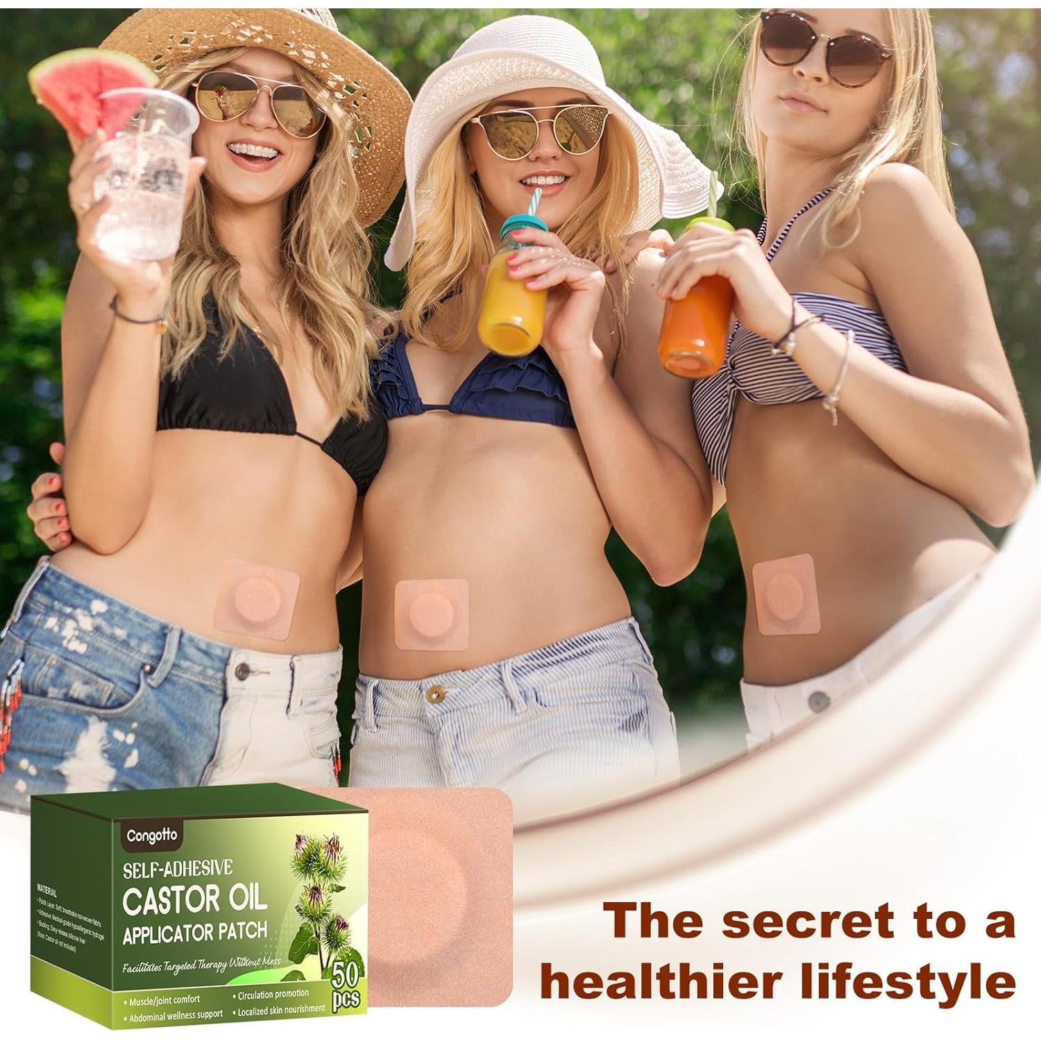 Parche de Aceite de Ricino Congotto 50PCS 7x7cm Absorbente