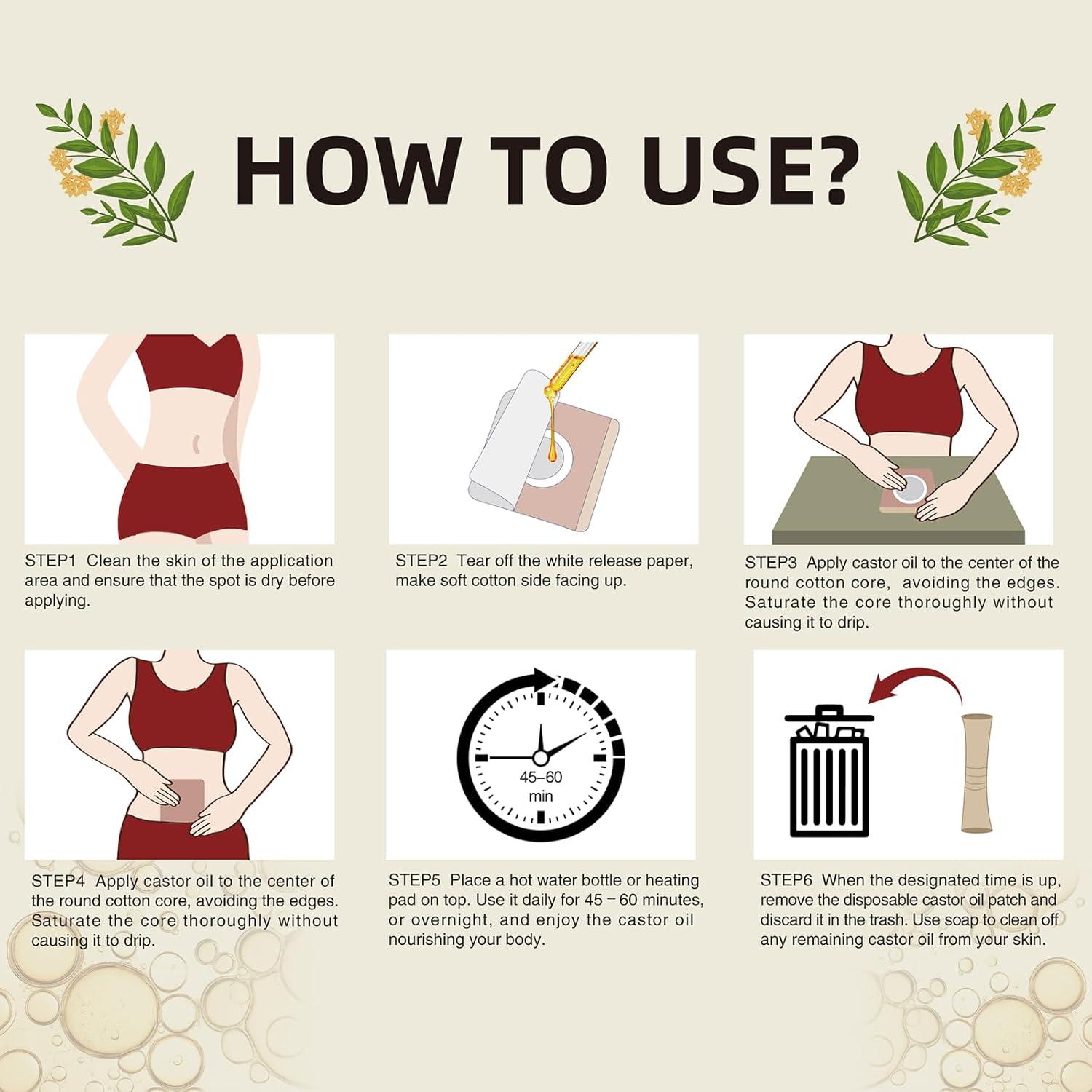 120 Parches Desechables de Aceite de Ricino GOOPRAD 8x8cm