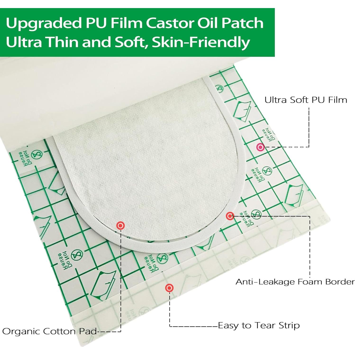 20 Parches Desechables de Aceite de Ricino VirKech 20x15 cm