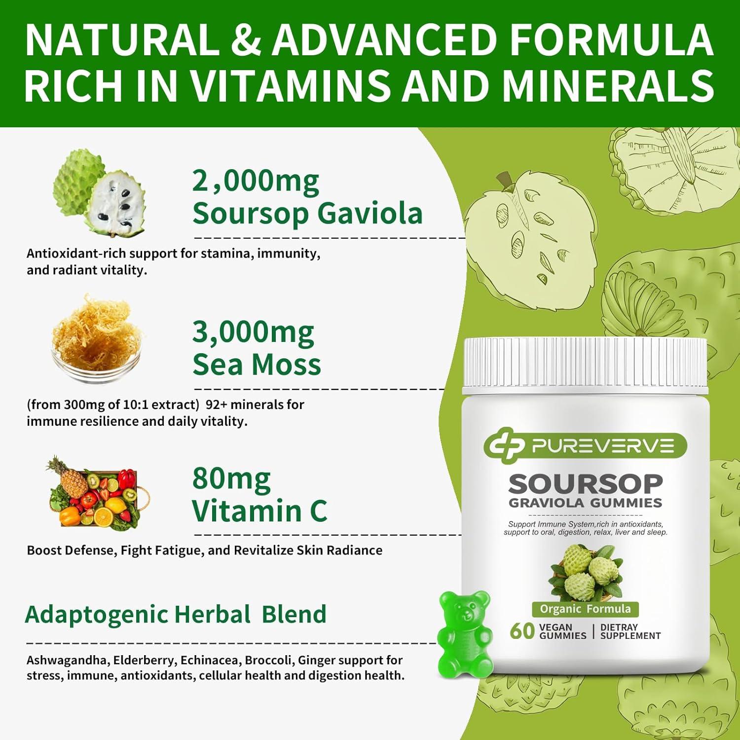 Gomitas de Graviola Pureverve 60 CT - Sin Azúcar, Veganas