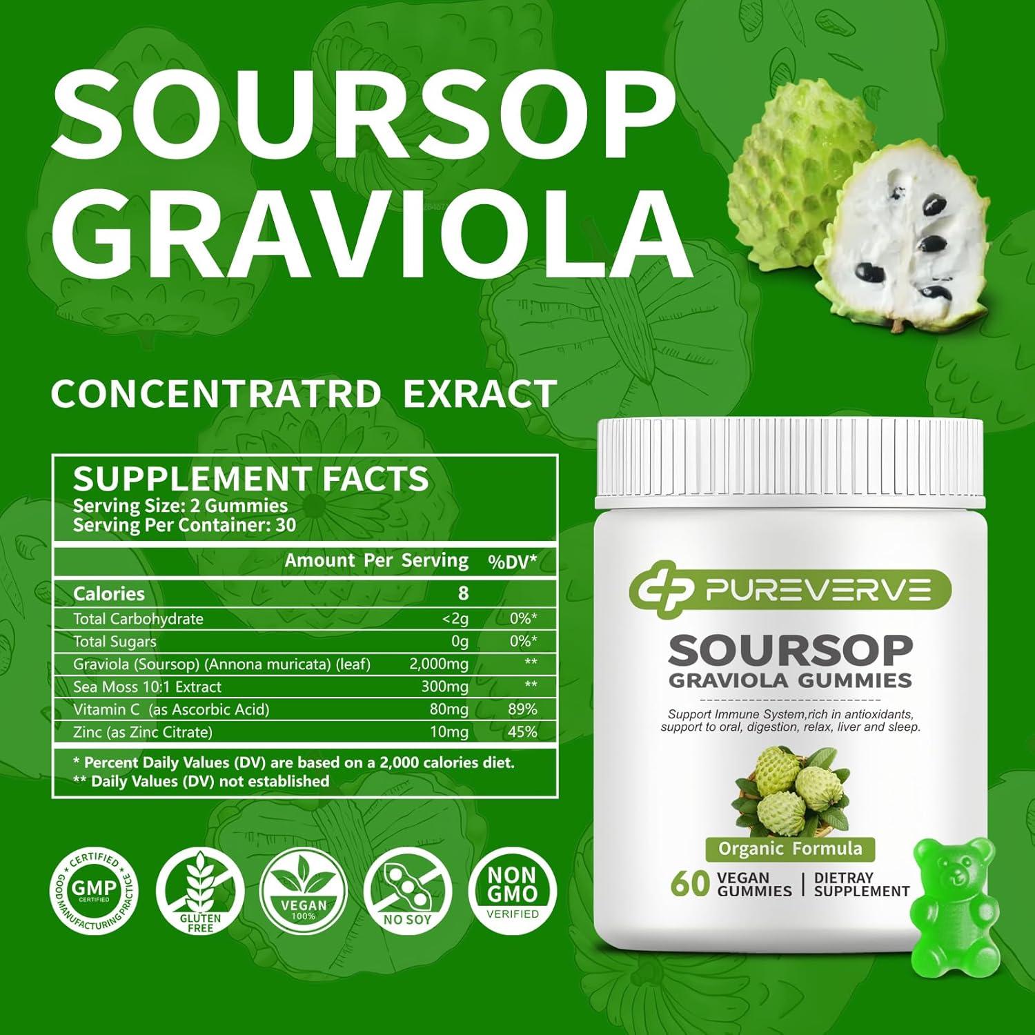 Gomitas de Graviola Pureverve 60 CT - Sin Azúcar, Veganas