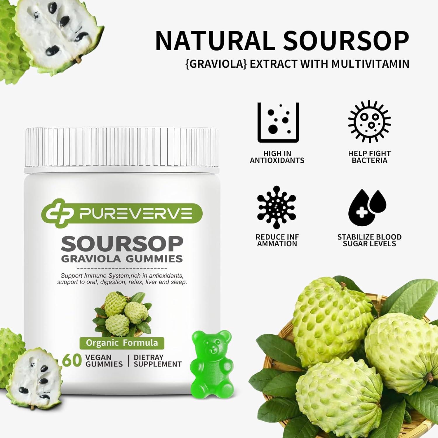 Gomitas de Graviola Pureverve 60 CT - Sin Azúcar, Veganas