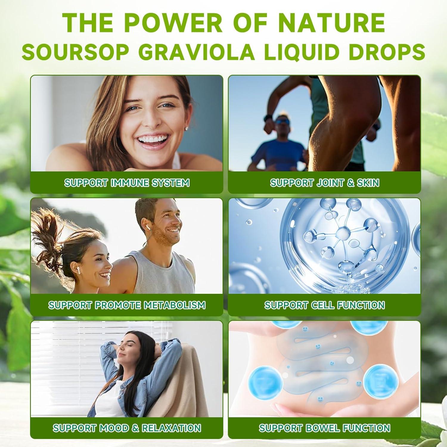 Gotas Líquidas de Graviola Soursop BVIVLOO - 2000mg x 2