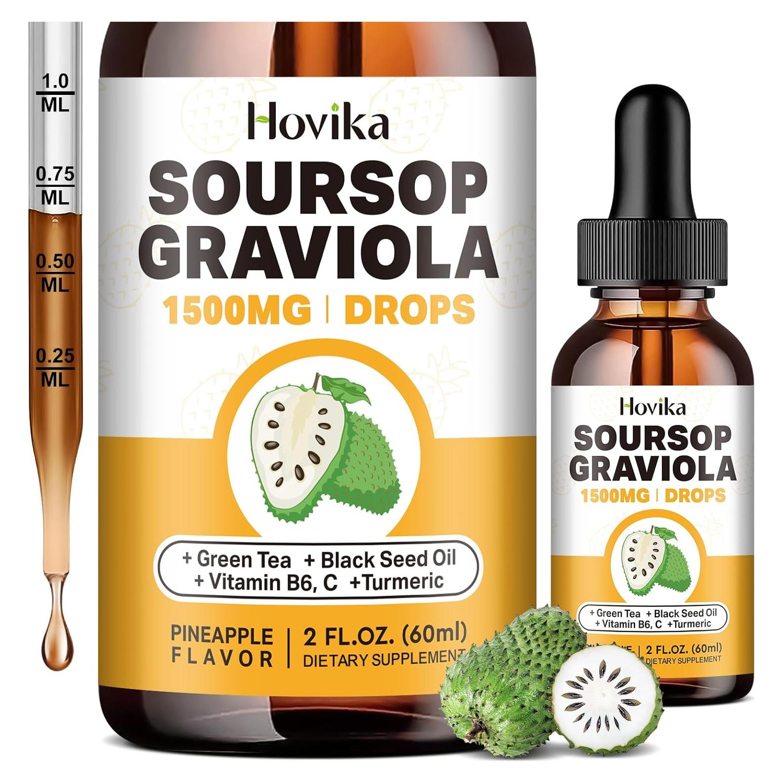 Gotas Líquidas de Graviola Soursop Hovika 59.15 ml - Antioxidante