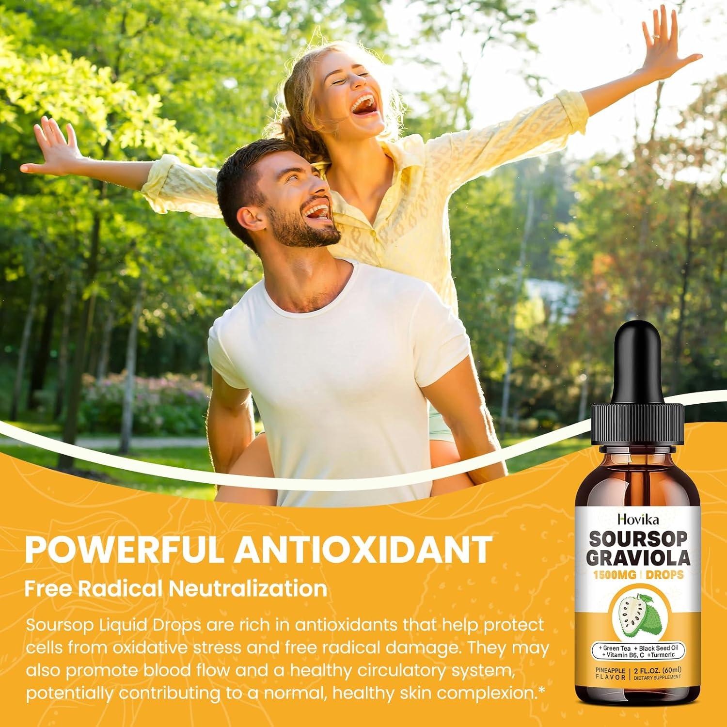 Gotas Líquidas de Graviola Soursop Hovika 59.15 ml - Antioxidante