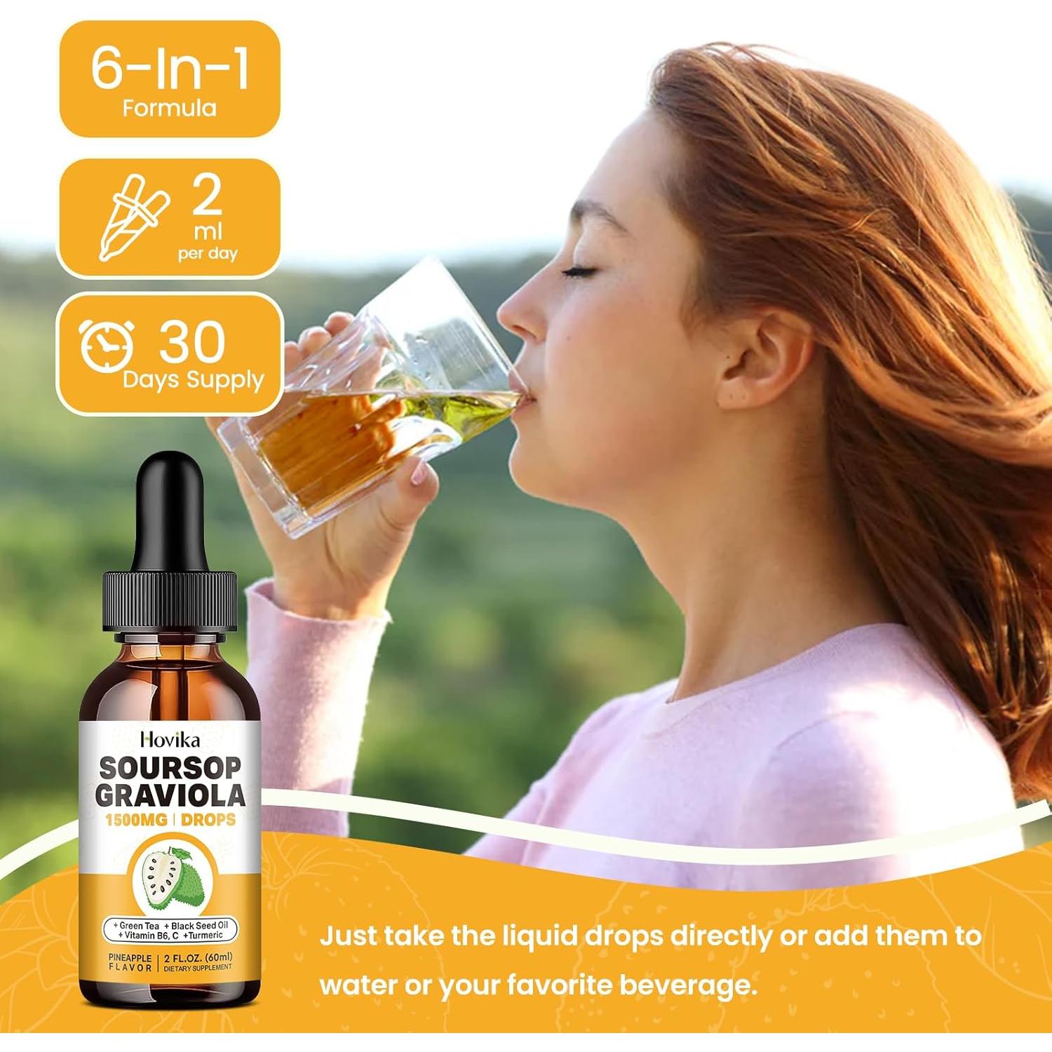 Gotas Líquidas de Graviola Soursop Hovika 59.15 ml - Antioxidante