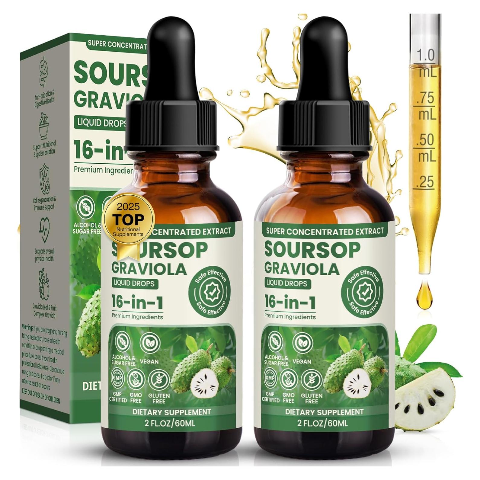 Gotas Multivitamínicas Orgánicas Soursop Graviola 2x60ml