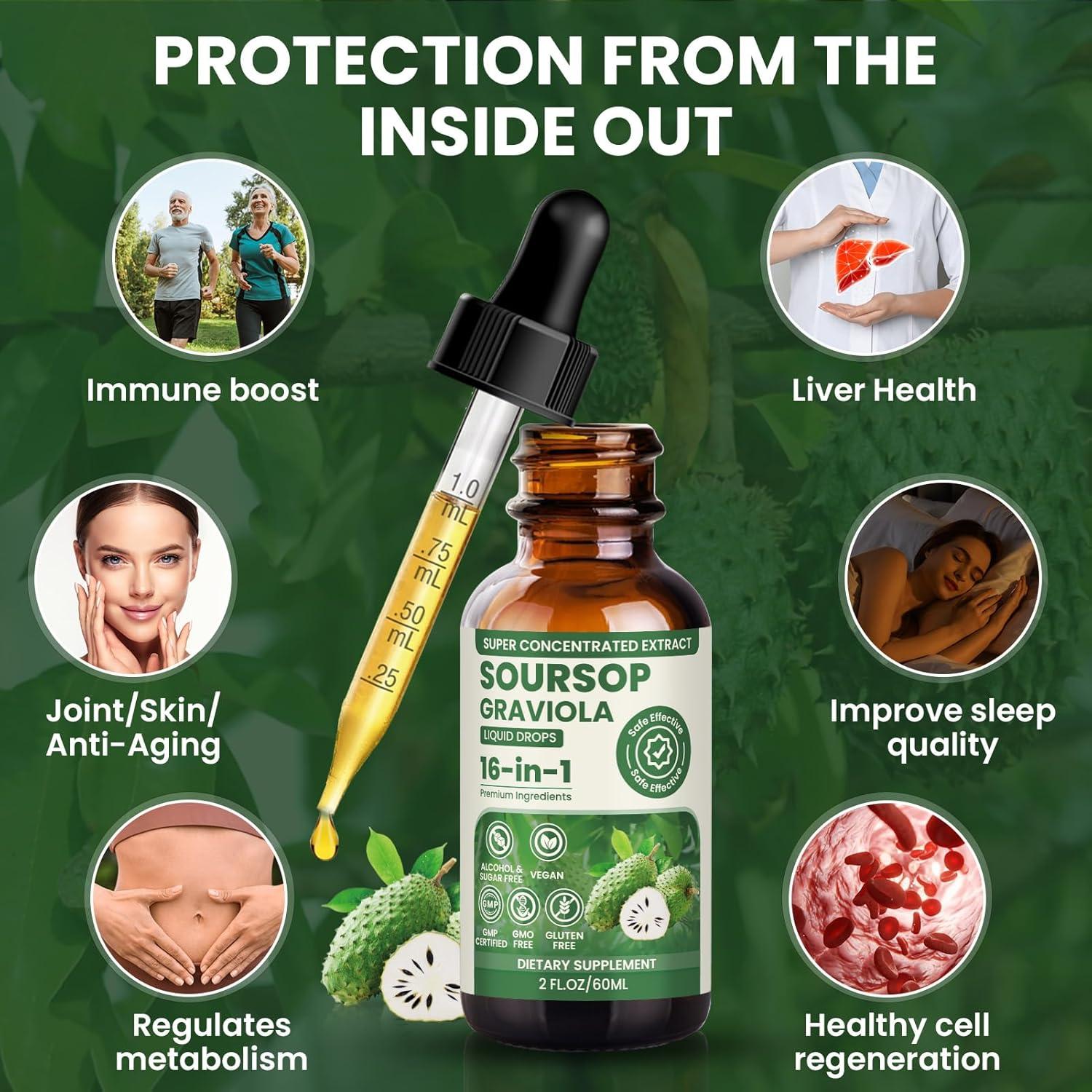 Gotas Multivitamínicas Orgánicas Soursop Graviola 2x60ml