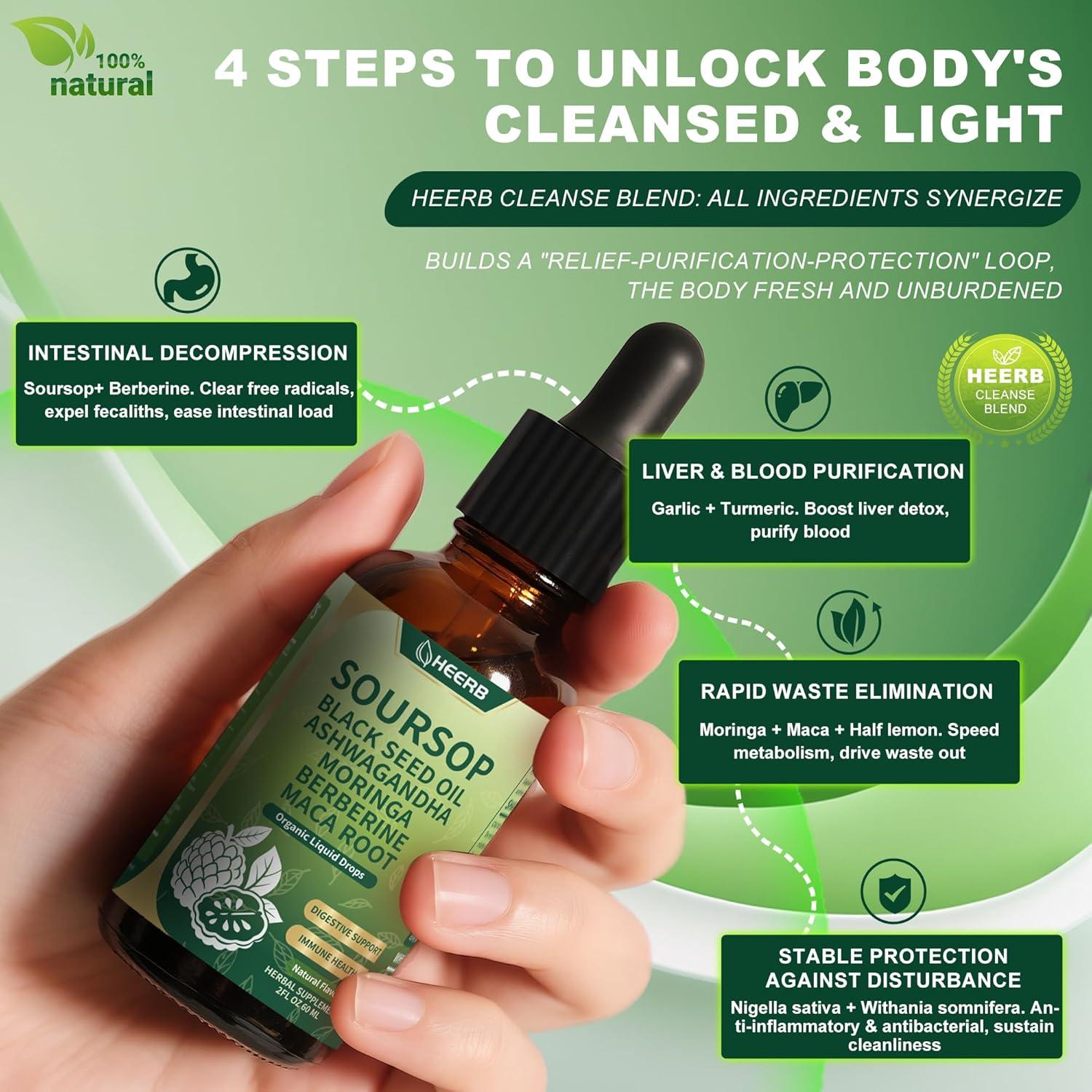 Concentrado Herbal Orgánico CeanPeak 60ml - Soursop, Ashwagandha, Moringa