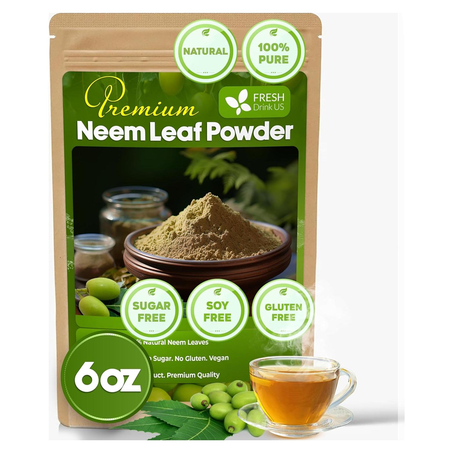 Polvo de Hoja de Neem 170g FreshDrinkUS 100% Natural para Piel y Cabello