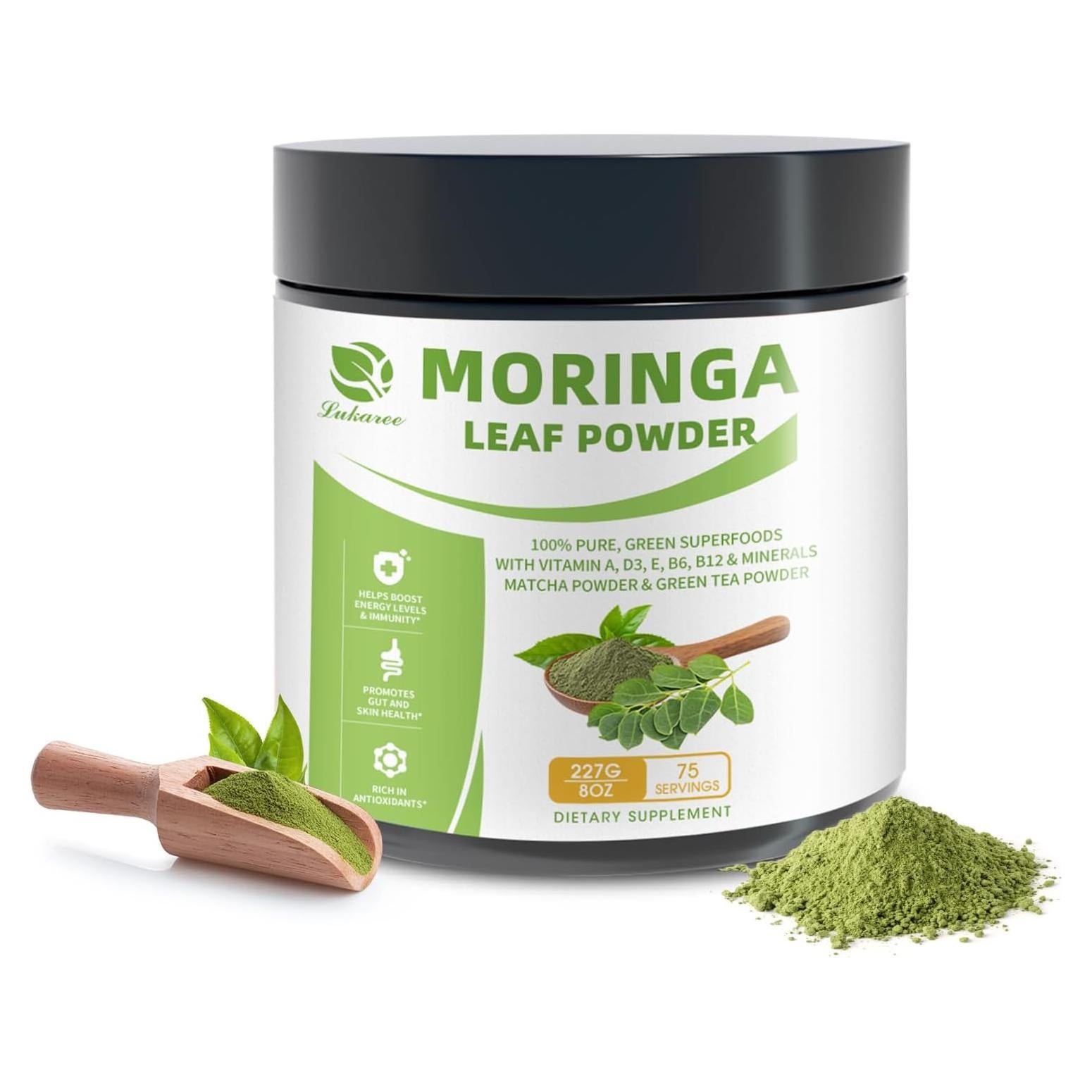 Polvo de Moringa Orgánico Lukaree 226.8 g - Superalimento Vegano