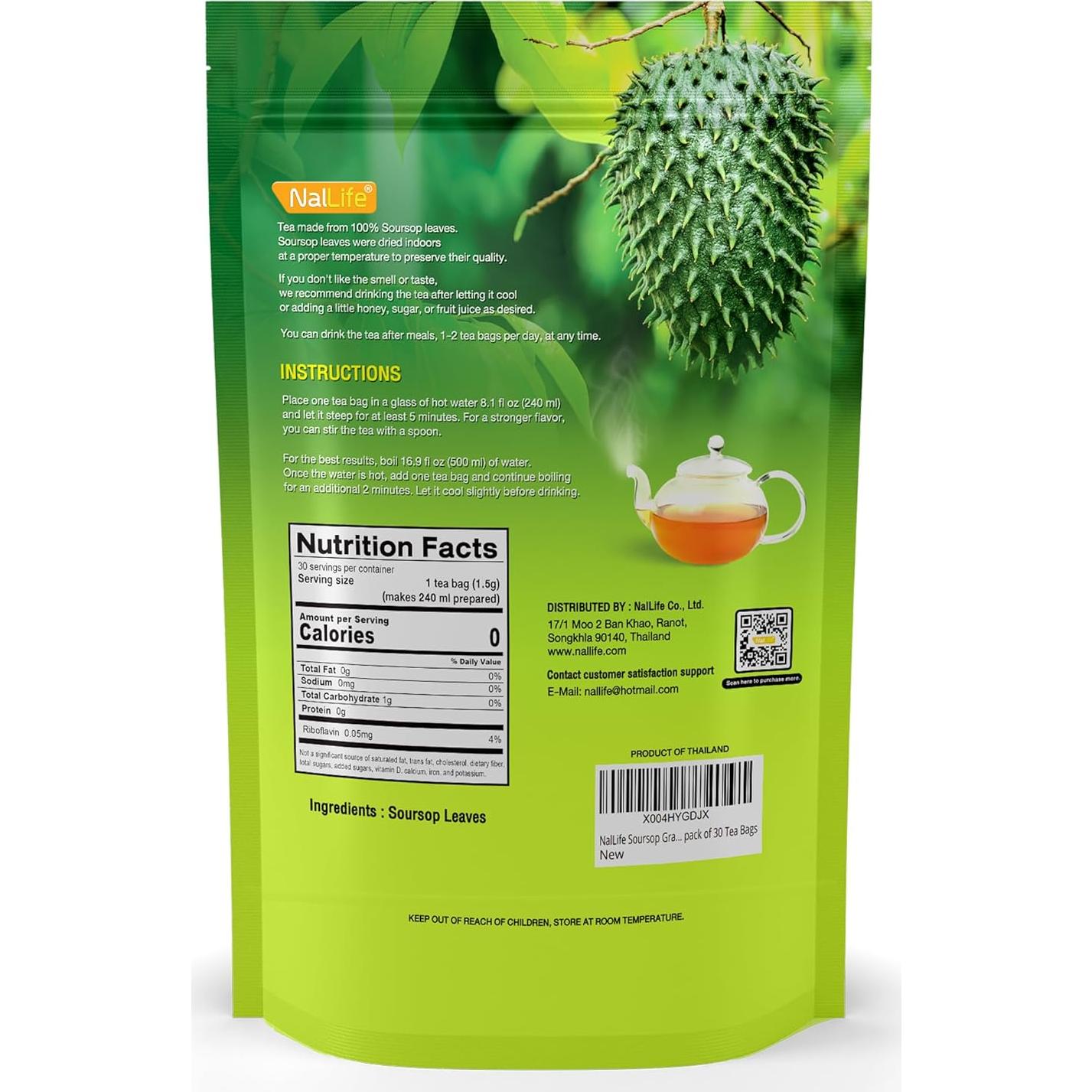 Té de Hojas de Guanábana NalLife - 30 Bolsas 100% Naturales