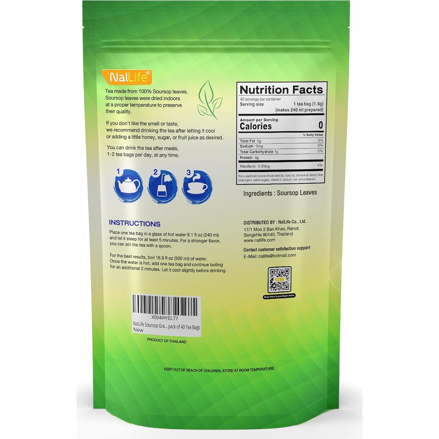 Té de Hojas de Guanábana NalLife - 40 Bolsas de 2.7g