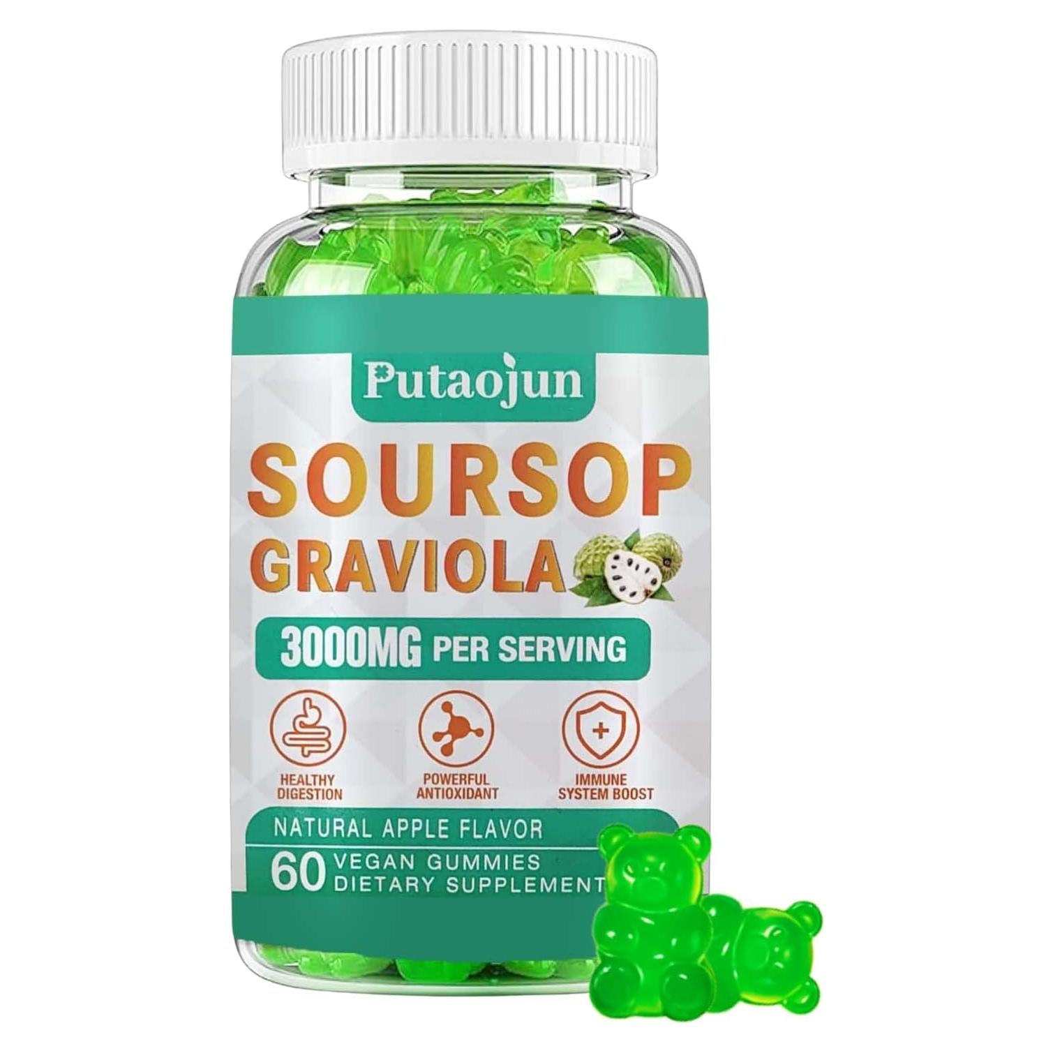 Gomitas de Graviola Putaojun 60 Unidades 2000mg Antioxidante