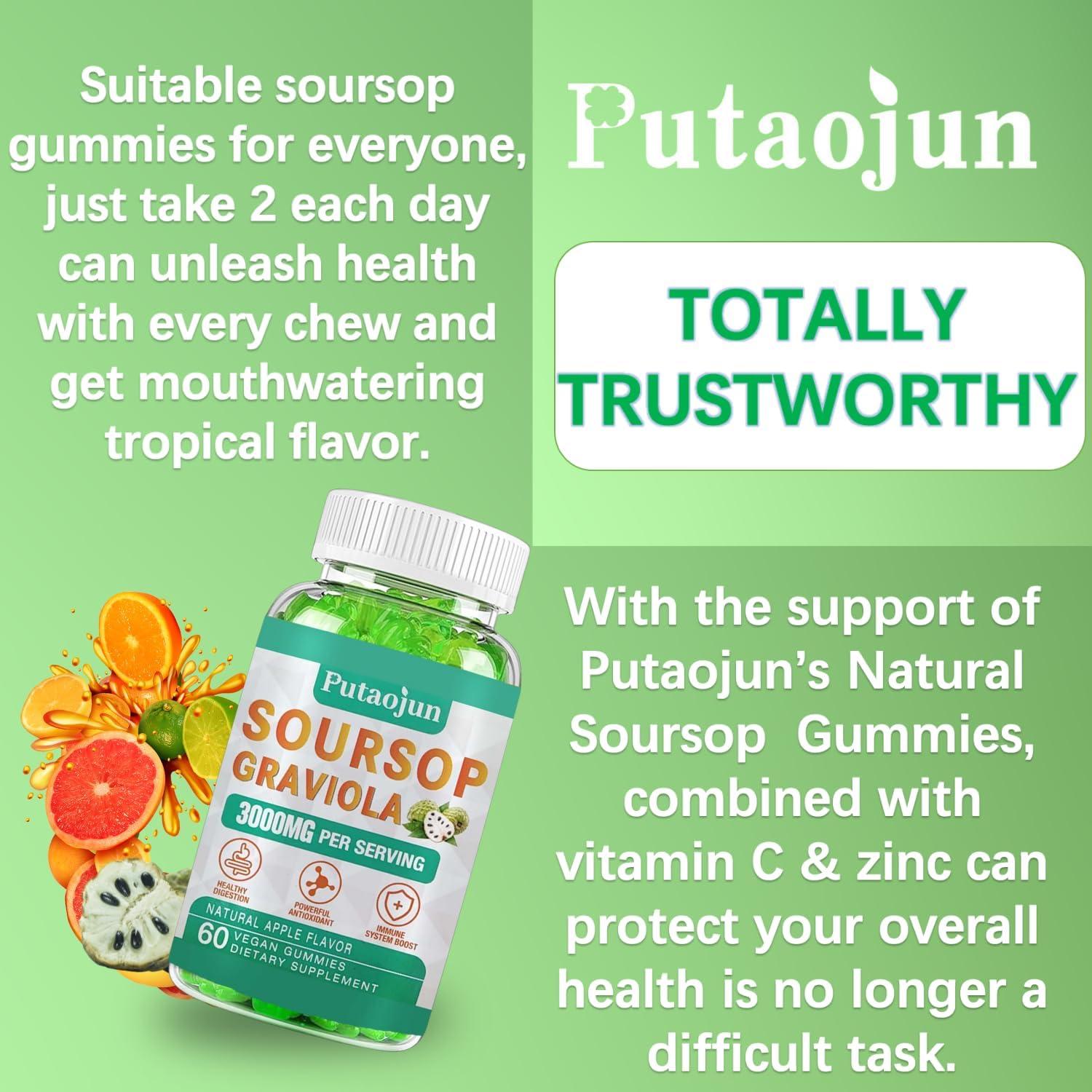 Gomitas de Graviola Putaojun 60 Unidades 2000mg Antioxidante