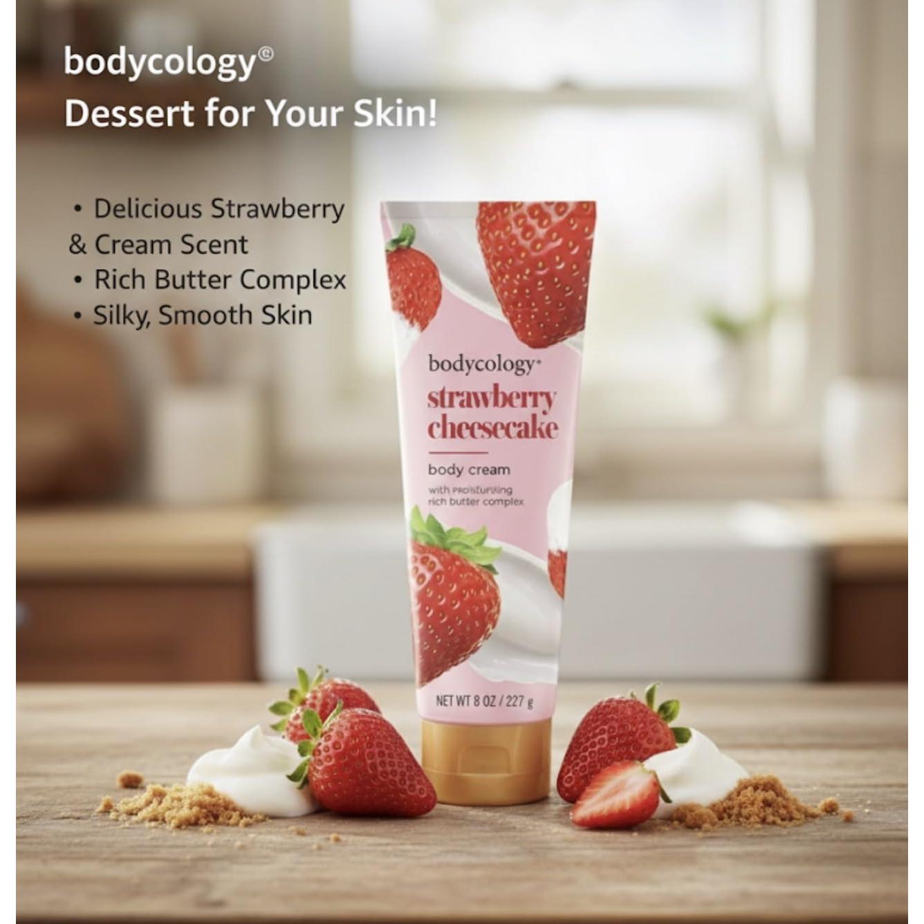 Cuidado Corporal Bodycology Cheesecake de Fresa - Crema 226g, Bruma 236ml