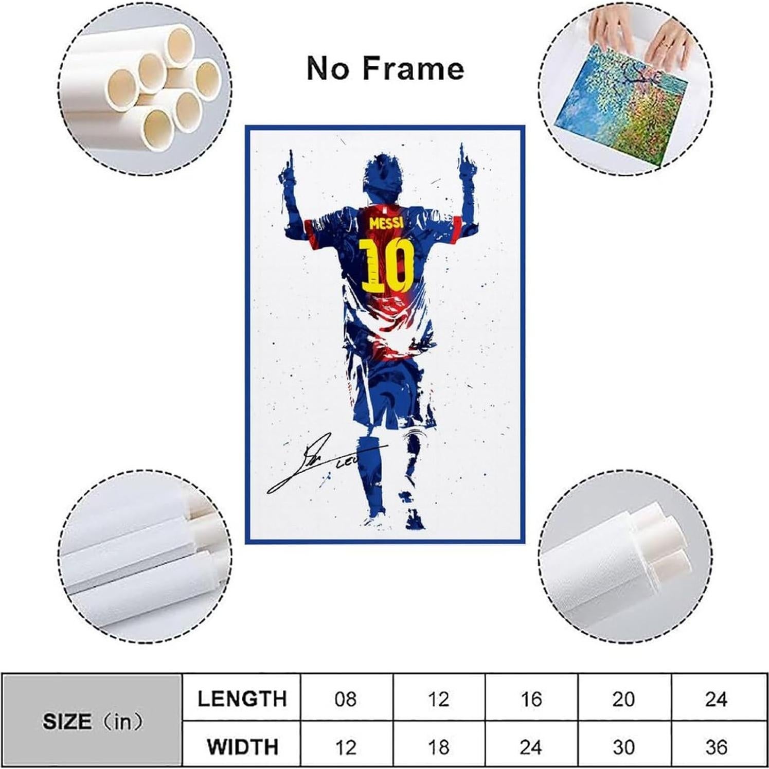 Póster Messi SUKORI 30x45cm Lienzo Sin Marco Decorativo