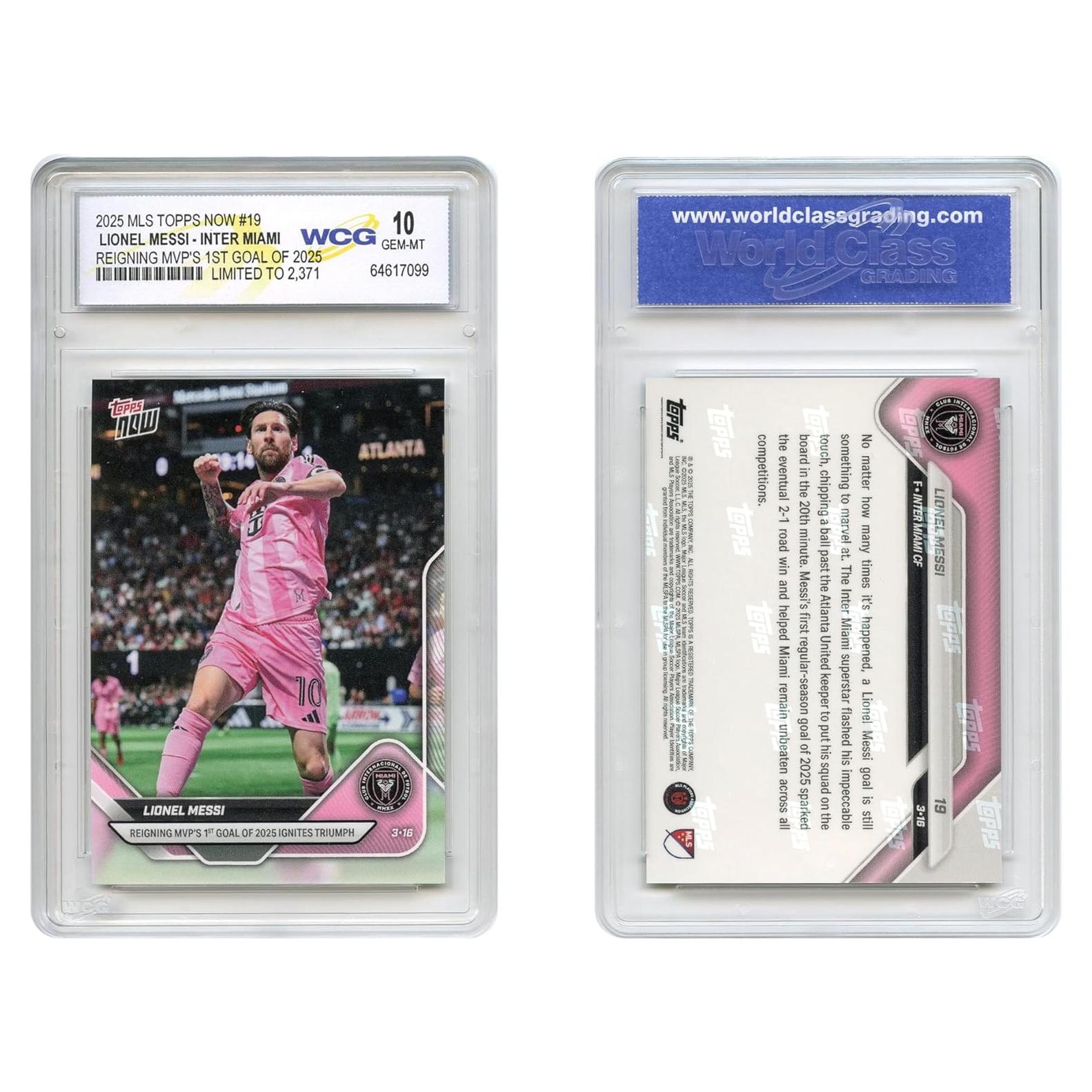 Tarjeta de Fútbol Topps Now Lionel Messi 2025 #19 GEM-Mint 10