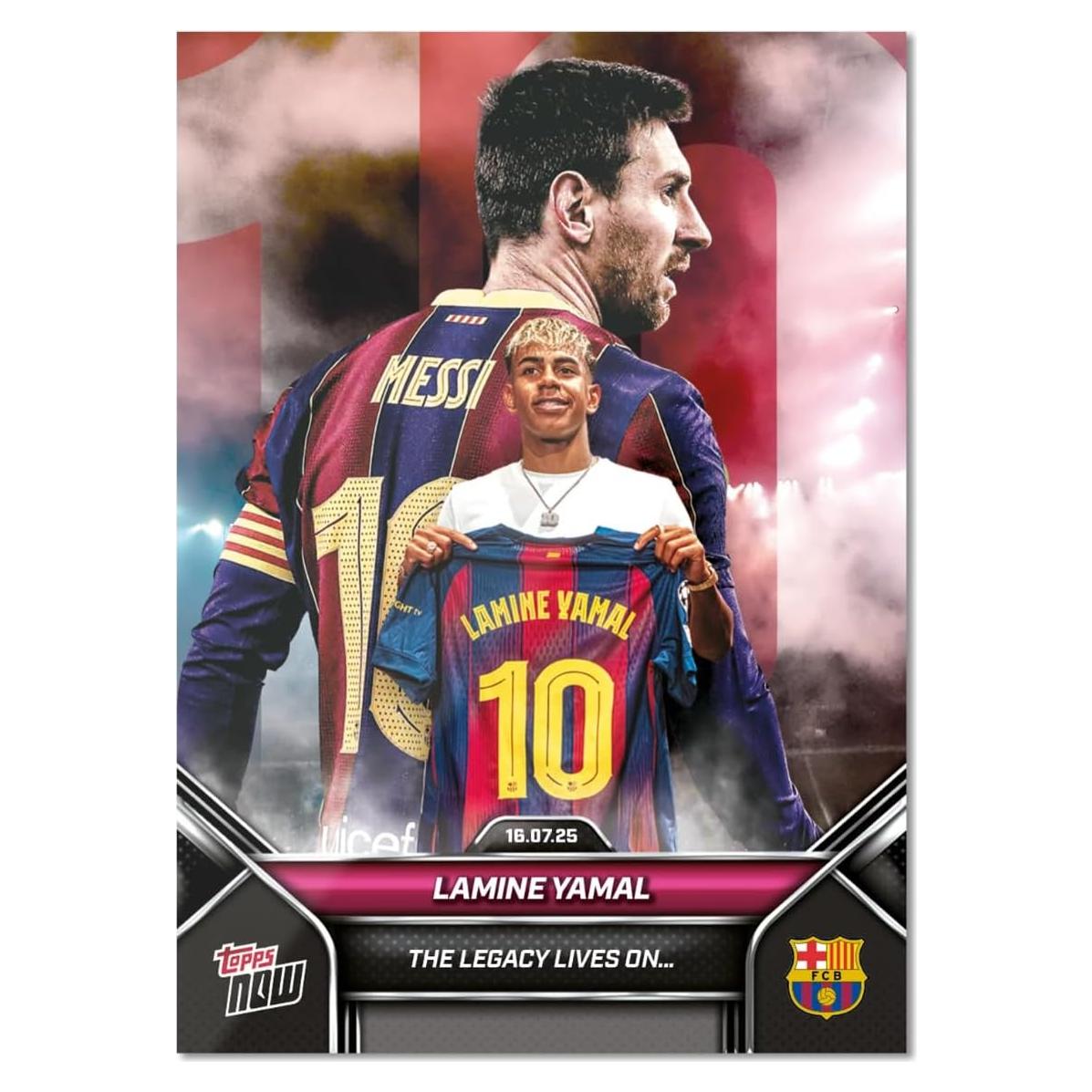 Tarjeta de Fútbol Lamine Yamal con Messi 2025 FC Barcelona
