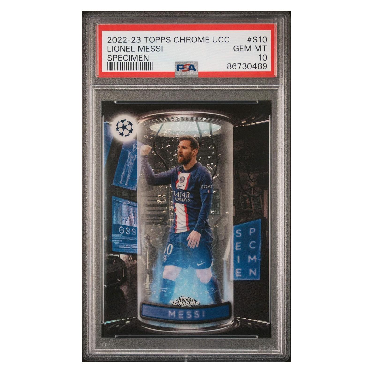 Tarjeta de Fútbol PSA 10 Lionel Messi 2022 Topps Chrome