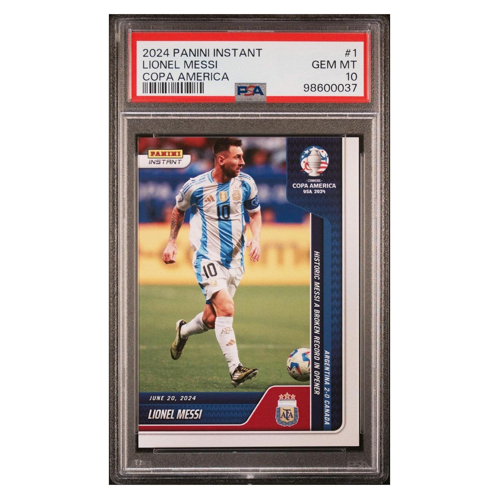 Tarjeta de Fútbol Lionel Messi #1 Graded 2024 Panini PSA 10