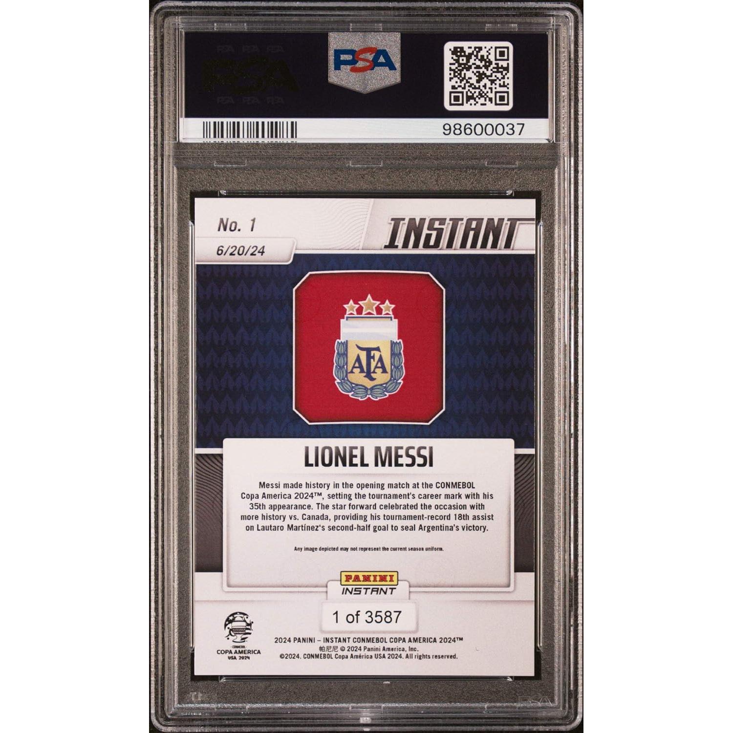 Tarjeta de Fútbol Lionel Messi #1 Graded 2024 Panini PSA 10