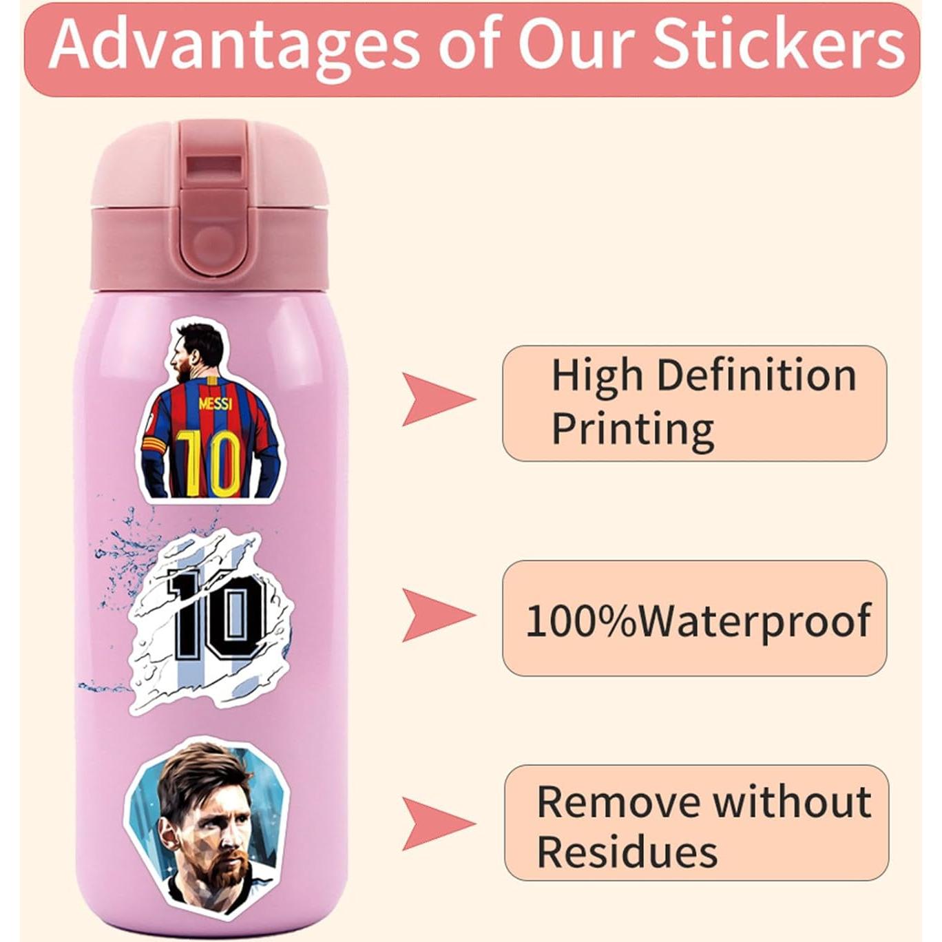 50 Calcomanías de Fútbol Messi - Impermeables y DIY