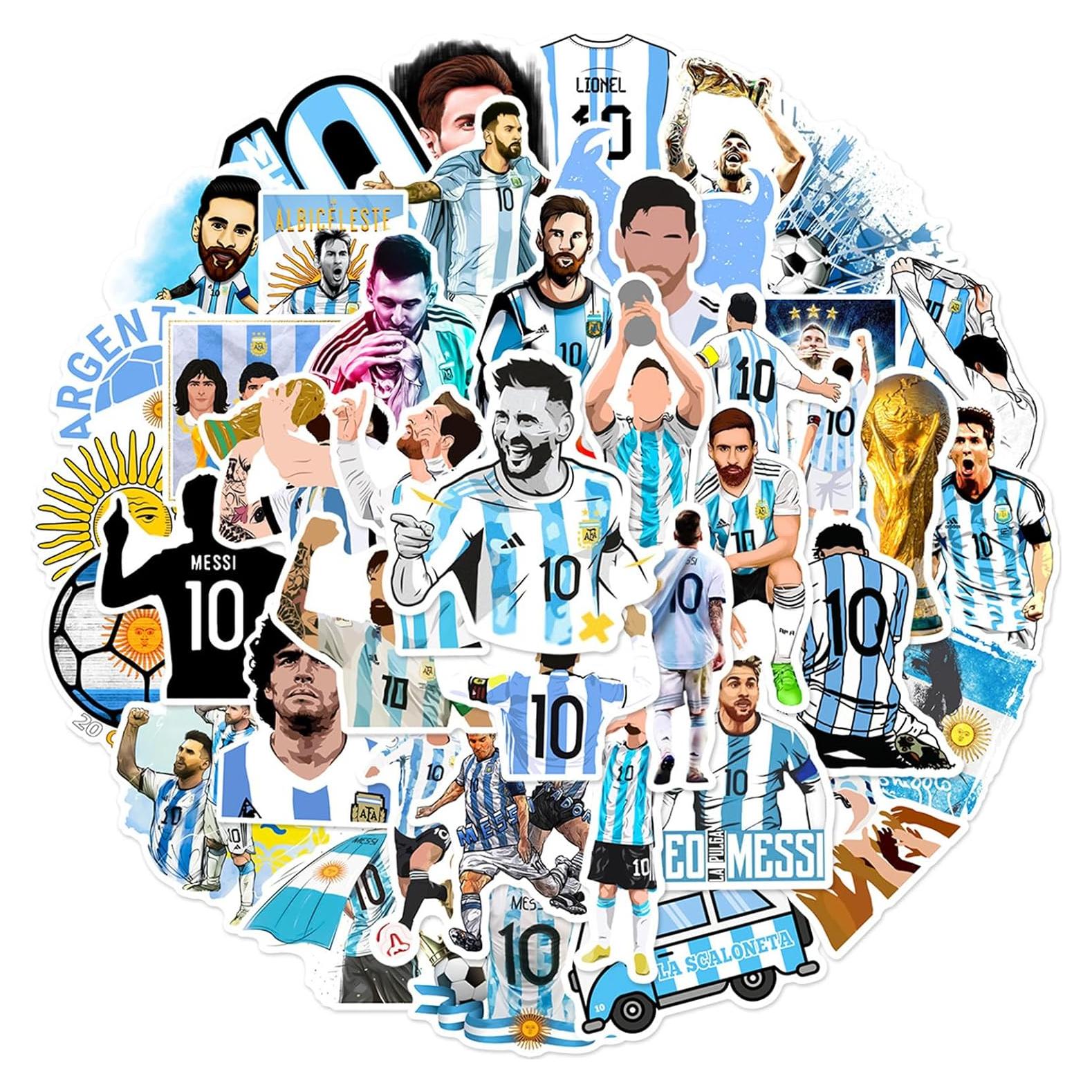 50 Stickers de Fútbol Messi PVC Impermeables para Decorar
