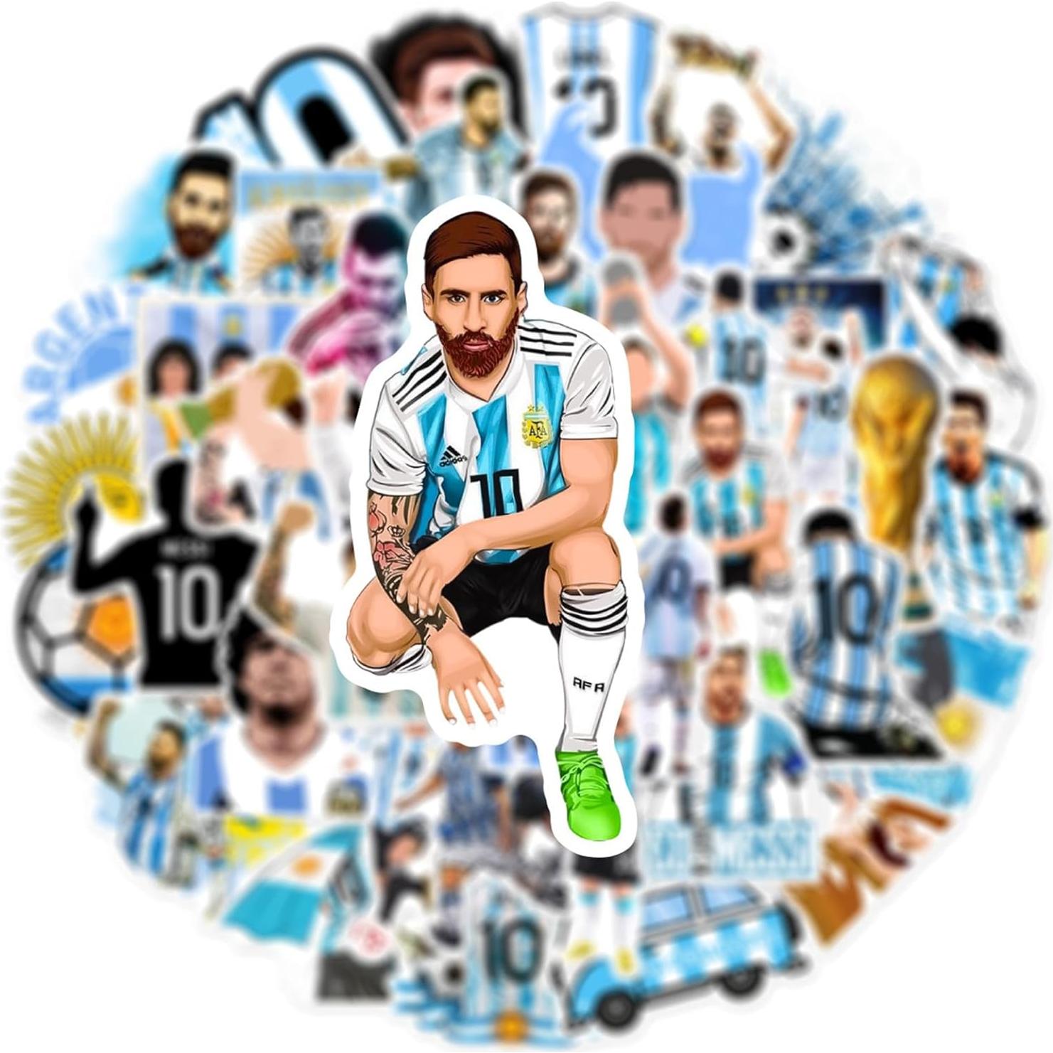 50 Stickers de Fútbol Messi PVC Impermeables para Decorar