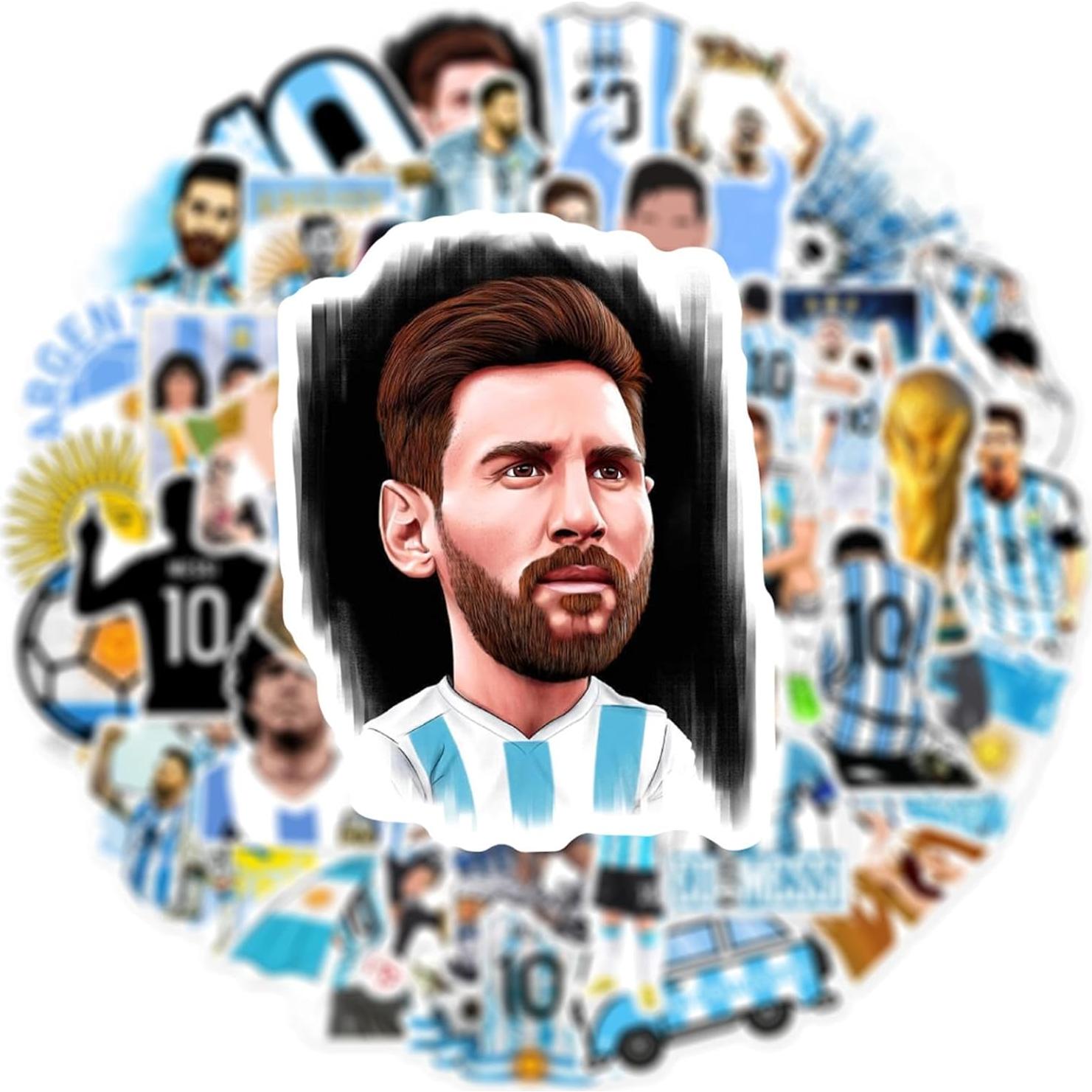 50 Stickers de Fútbol Messi PVC Impermeables para Decorar