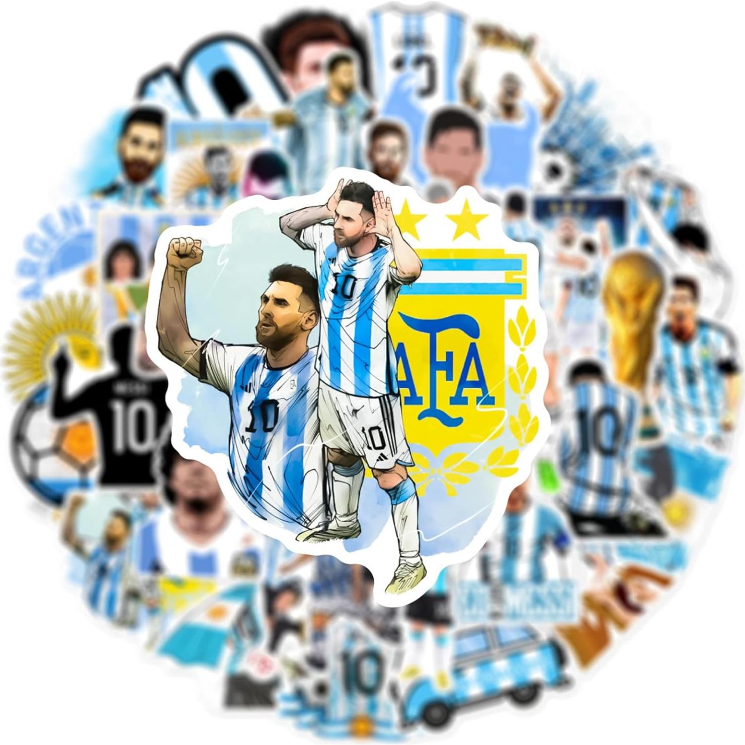 50 Stickers de Fútbol Messi PVC Impermeables para Decorar