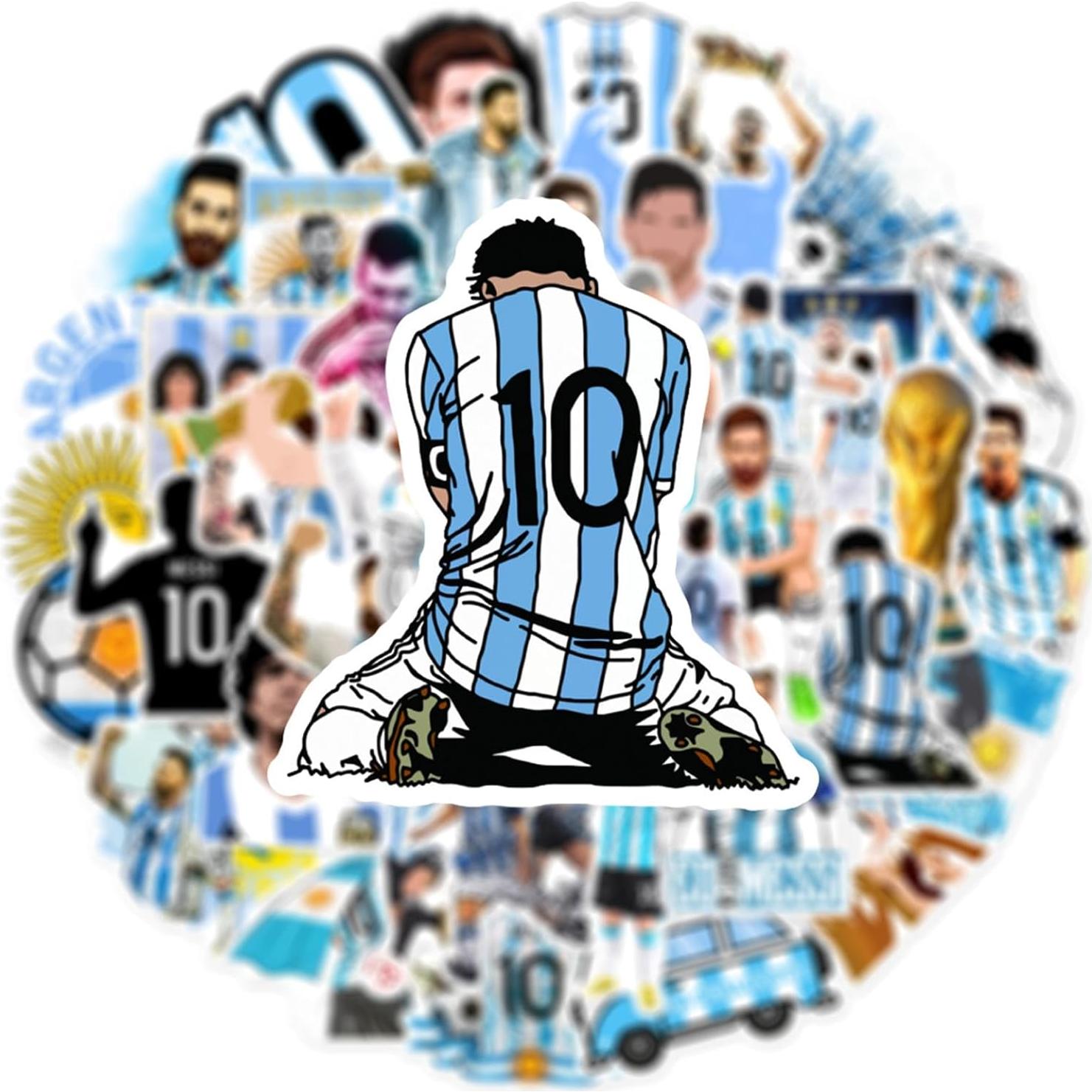 50 Stickers de Fútbol Messi PVC Impermeables para Decorar