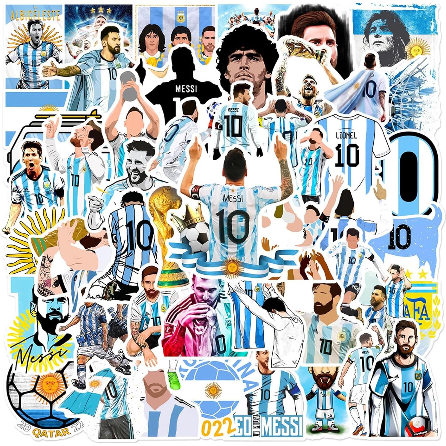 50 Stickers de Fútbol Messi PVC Impermeables para Decorar