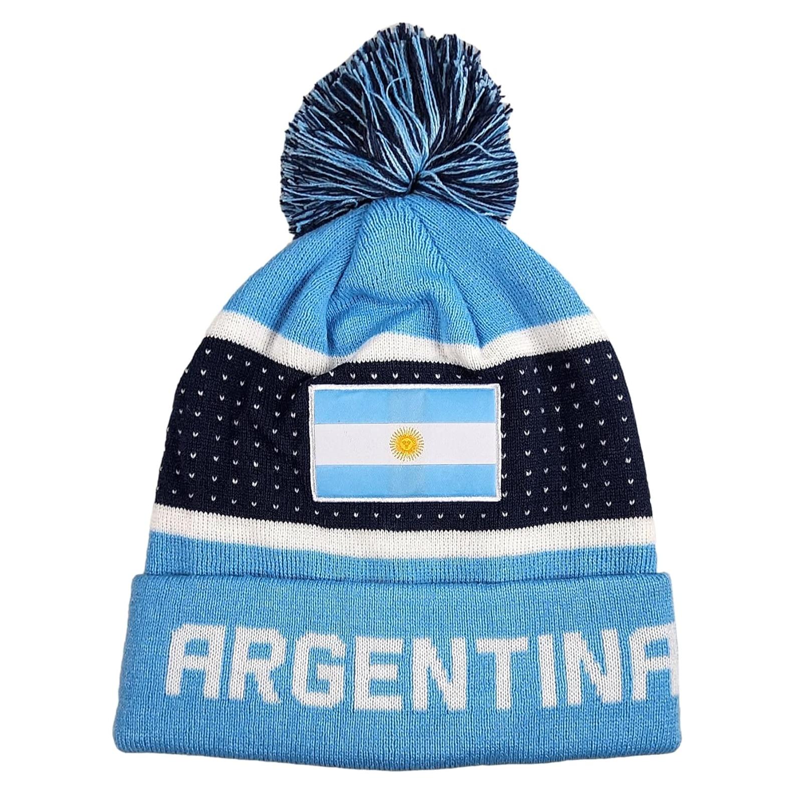 Gorro de País Icon Sports Argentina Unisex Azul con Pom
