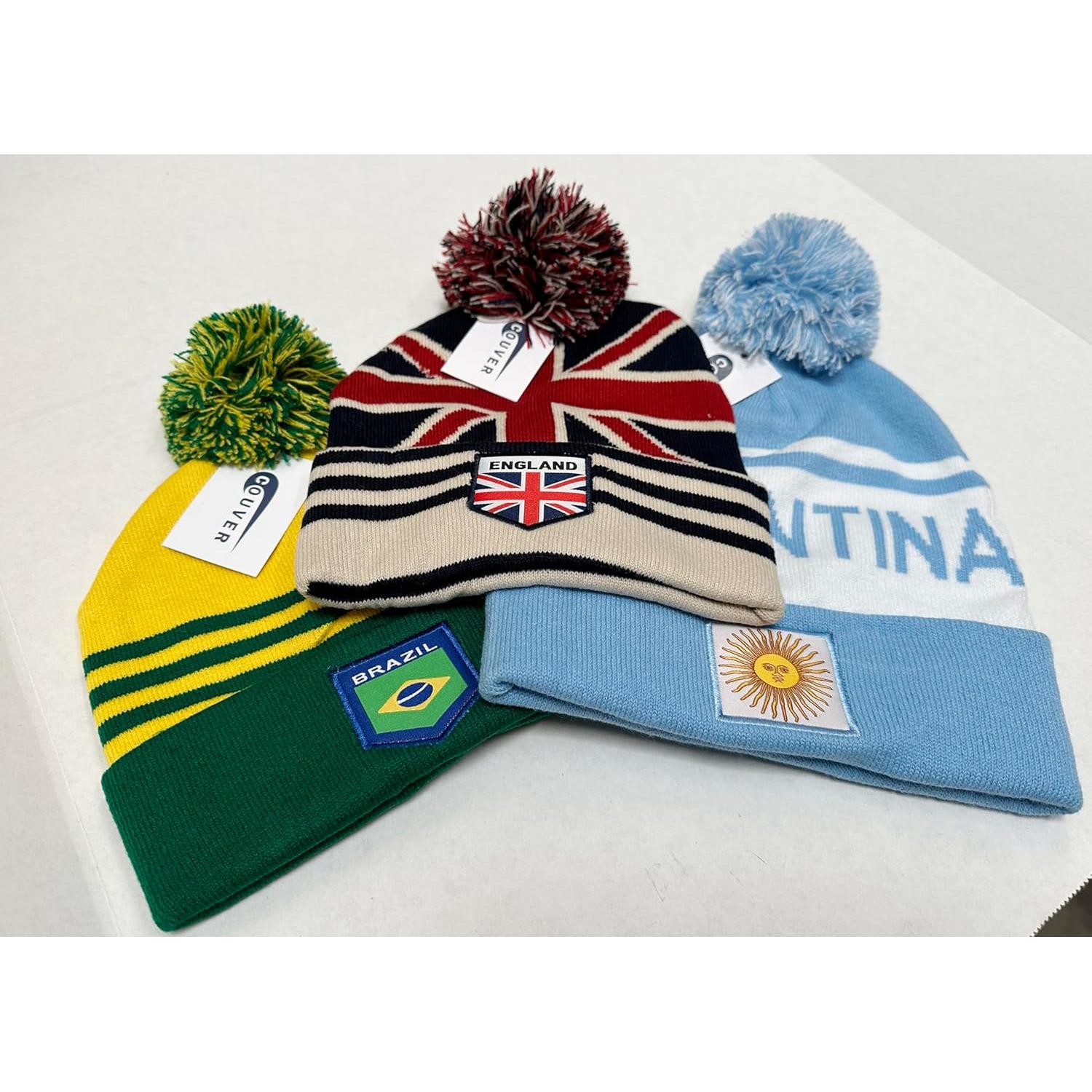Gorro de fútbol Couver con pom pom - Talla única - Argentina
