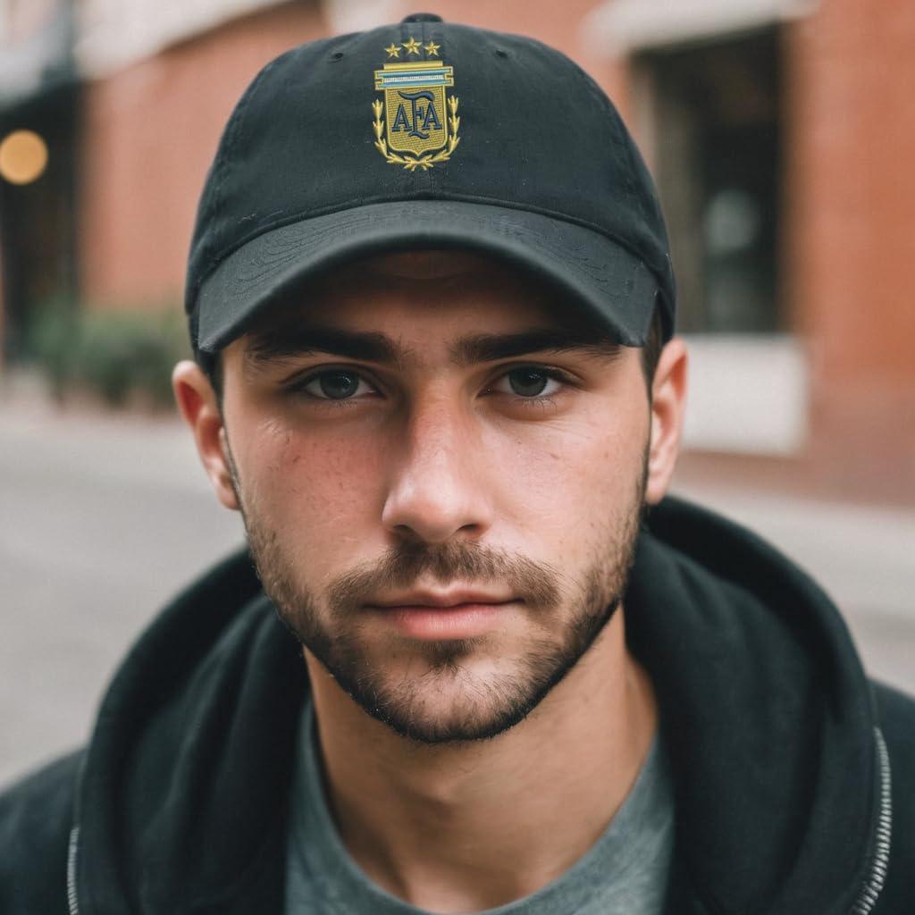 Gorra Vintage Ajustable Bordada Argentina Fútbol Azul Claro