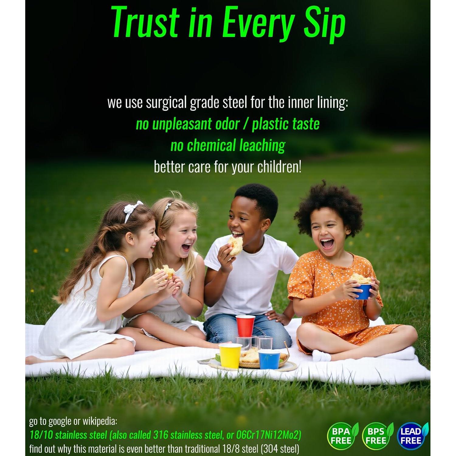 Botella de Agua Aislada MYFOREST 400ml Fútbol para Niños