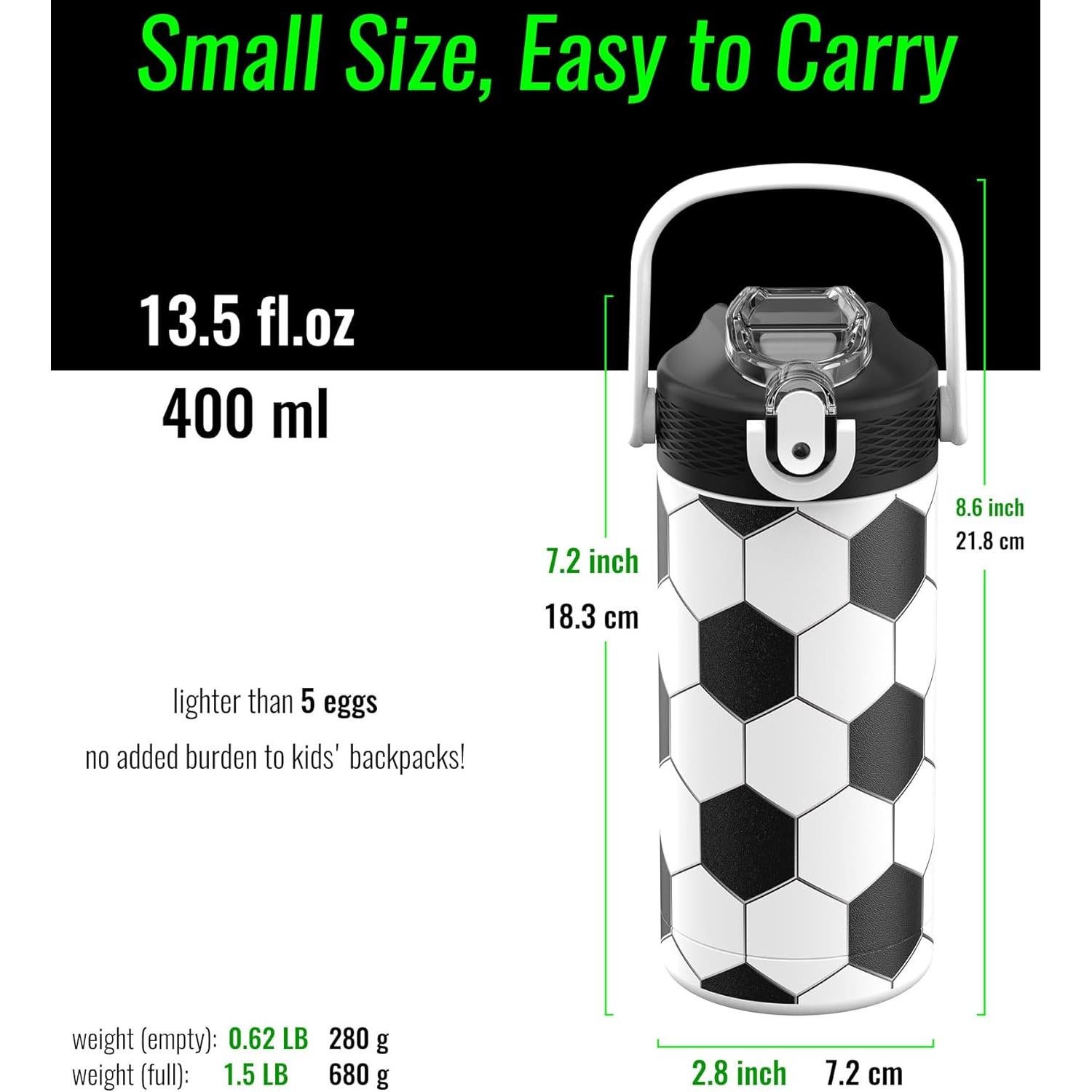 Botella de Agua Aislada MYFOREST 400ml Fútbol para Niños