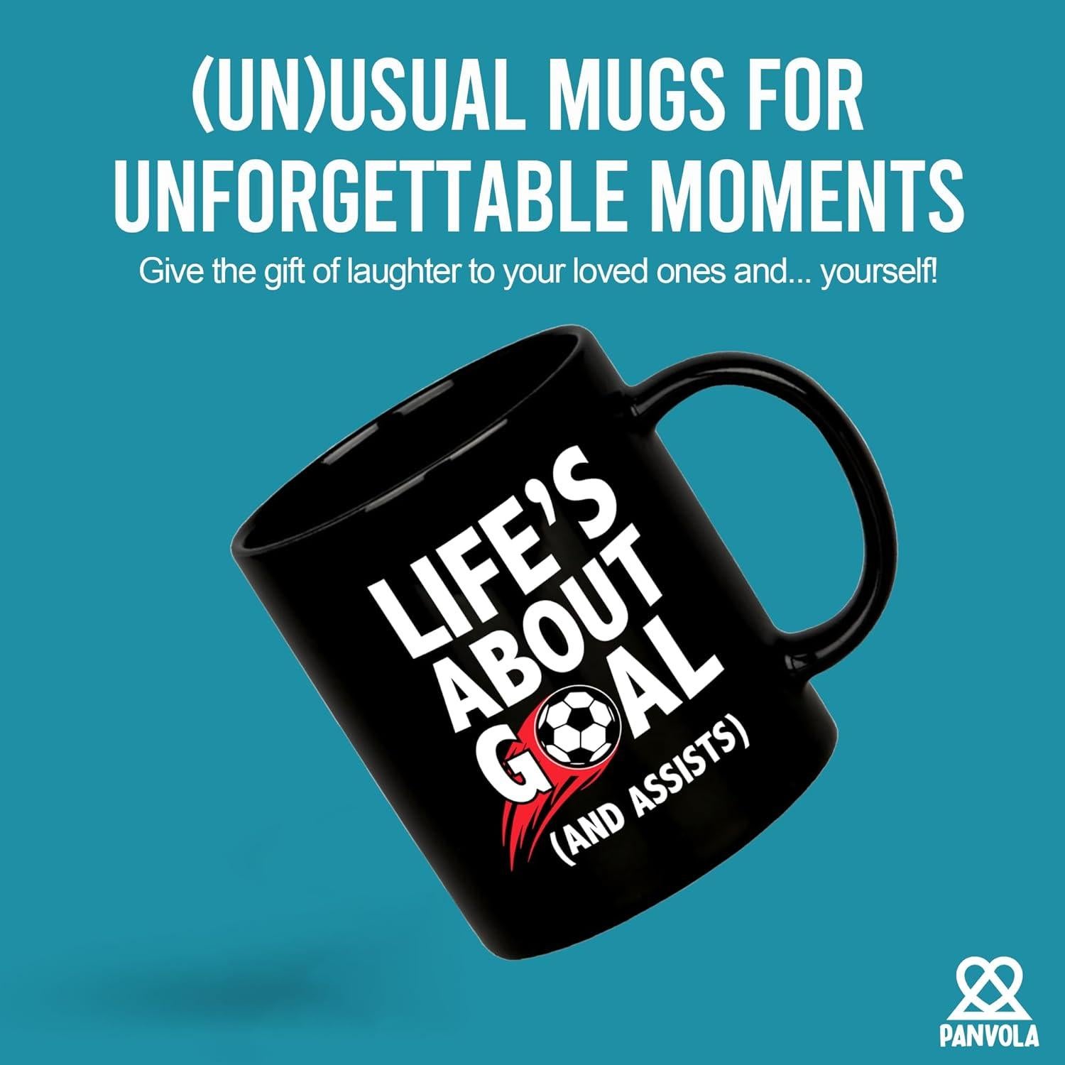 Taza de Cerámica Negra 11 oz Panvola - Metas y Asistencias